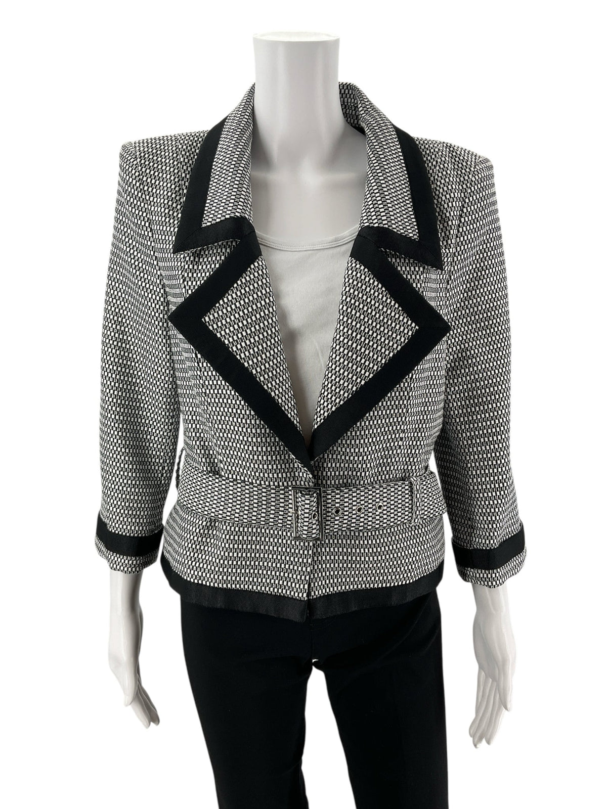 Doncaster Black/White Print Pre-Owned Ladies Blazer - Size 10