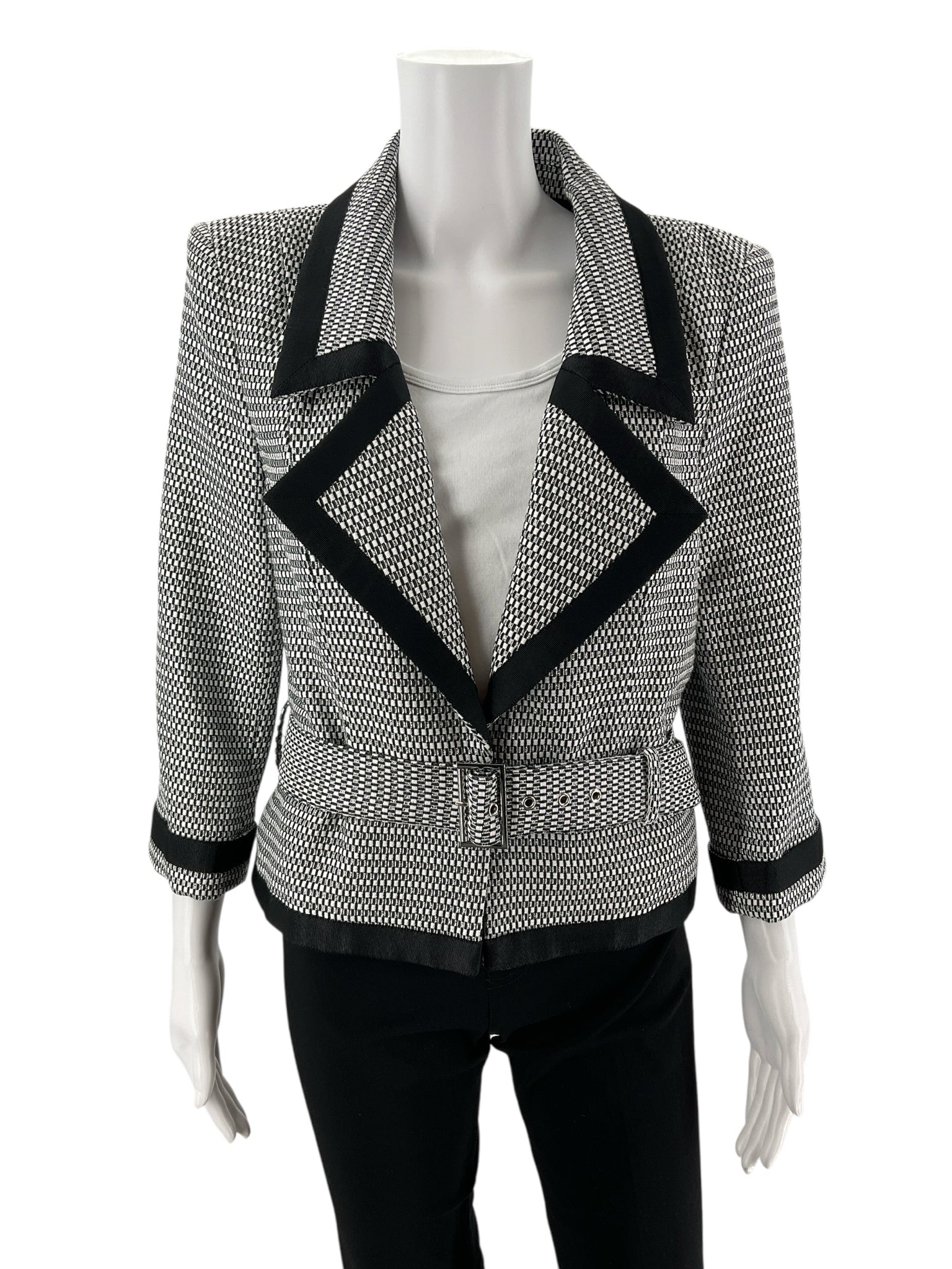 Doncaster Black/White Print Pre-Owned Ladies Blazer - Size 10