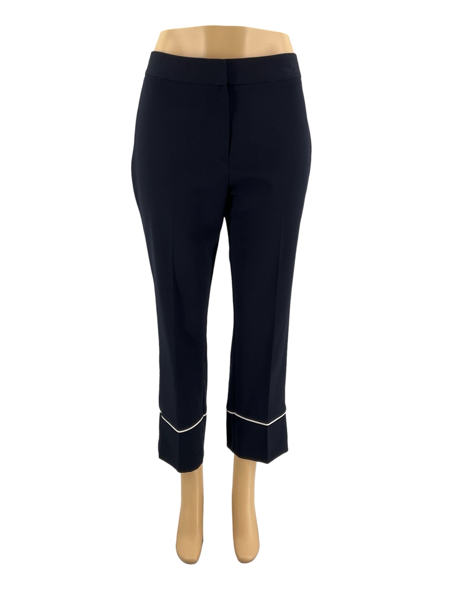 Tahari - Navy/White Solid Pre-Owned Ladies New With Tags Pants - Size 8