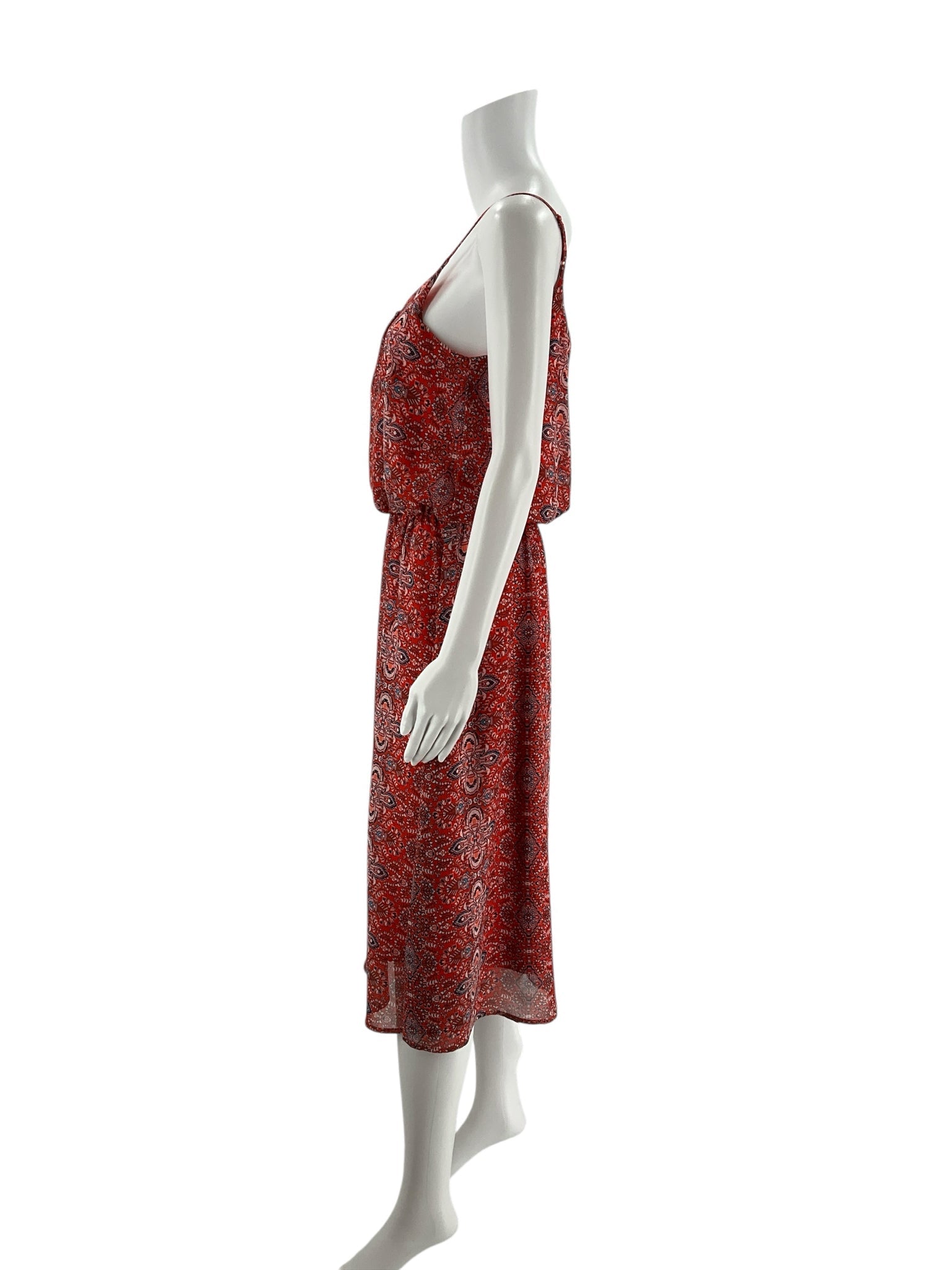 Olive & Oak Orange Print Pre-Owned Ladies Dress - Size 6
