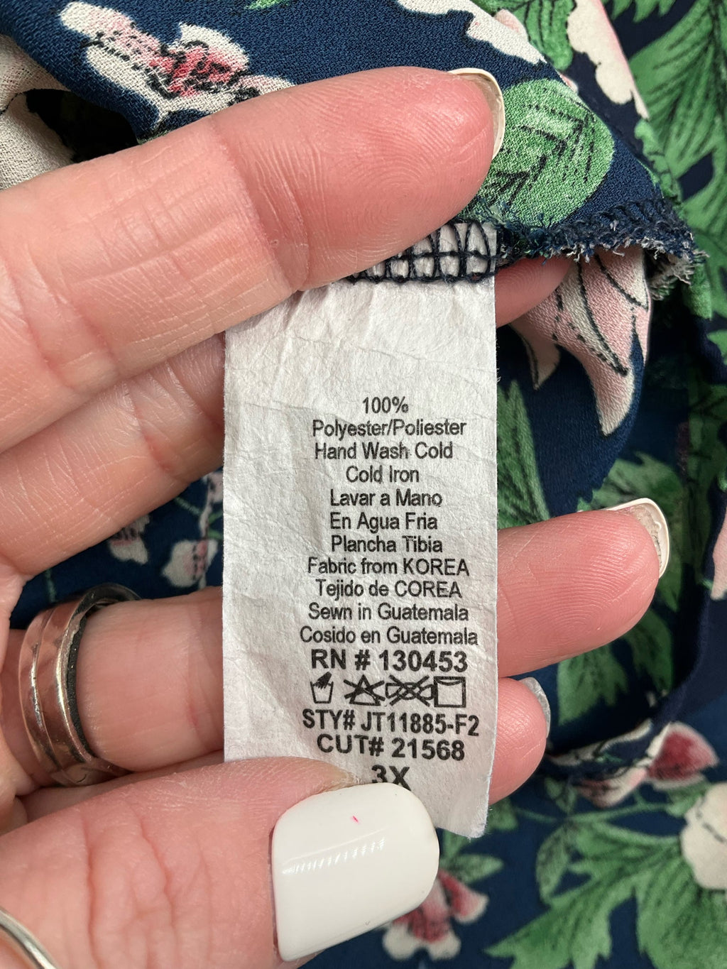 Janette Plus Blue/Multi Floral Pre-Owned Ladies Blouse -  Size 3X