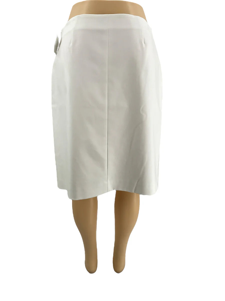 Doncaster White Solid Pre-Owned Ladies New With Tags Skirt - Size 14