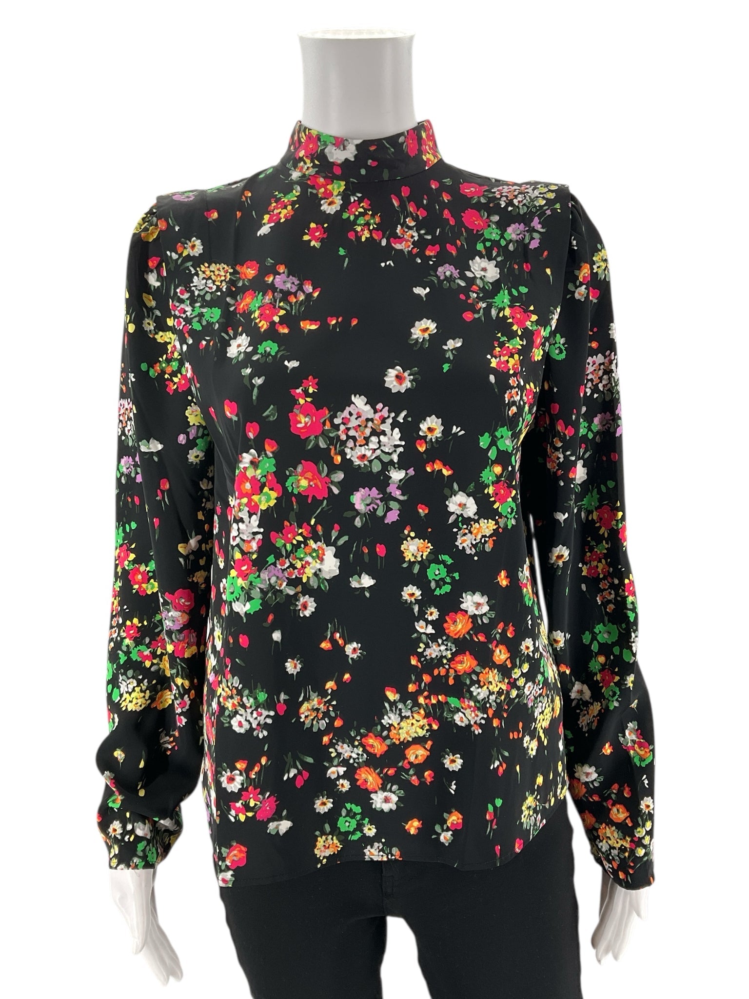 H&M -  Black/multi Floral Pre-Owned Ladies Casual Top - Size XS