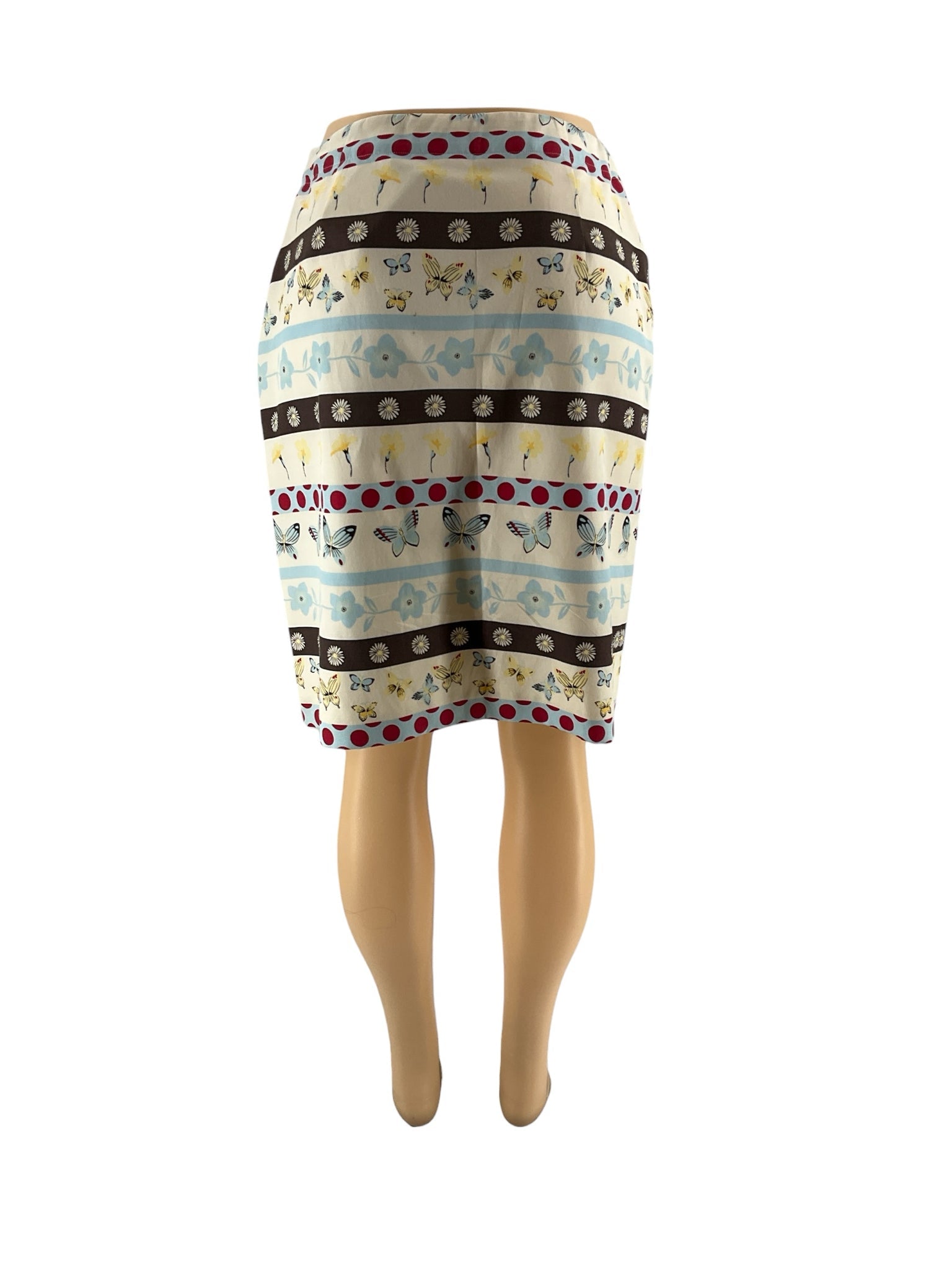 Harolds - cream/blue/red Floral Pre-Owned Ladies Skirt - Size Medium