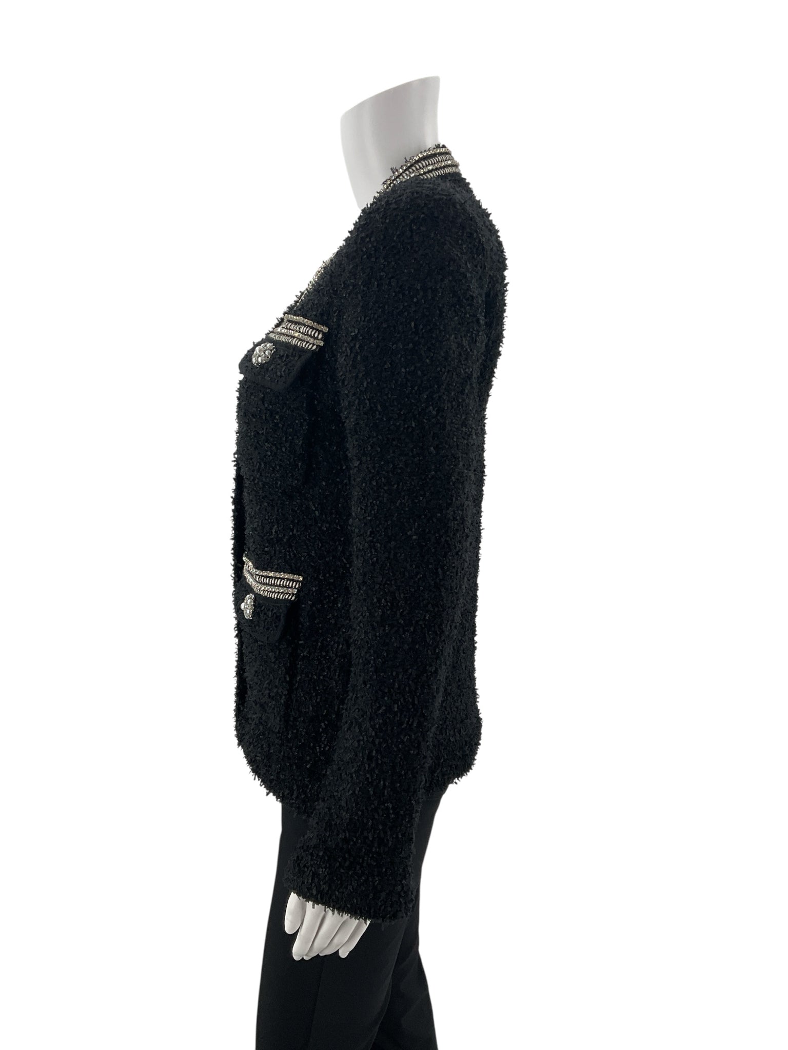 Self Portrait Black Rhinestones Pre-Owned Ladies Jaket - Size Small