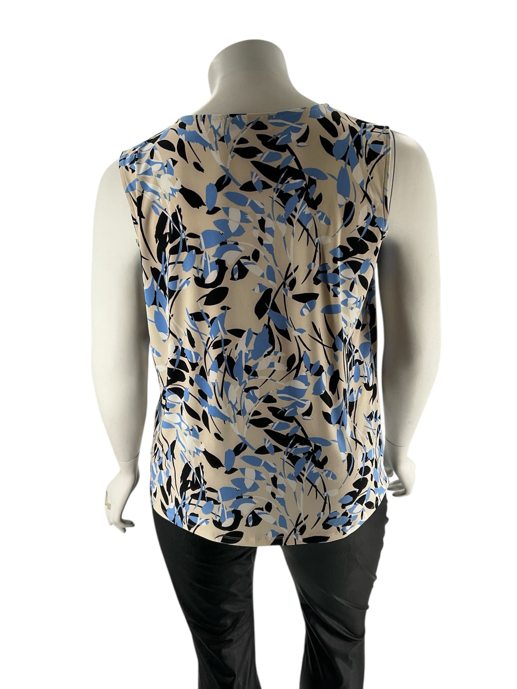 Kasper Beige/Blue/Black/White Floral Pre-Owned Ladies Sleeveless Top - Size 1X