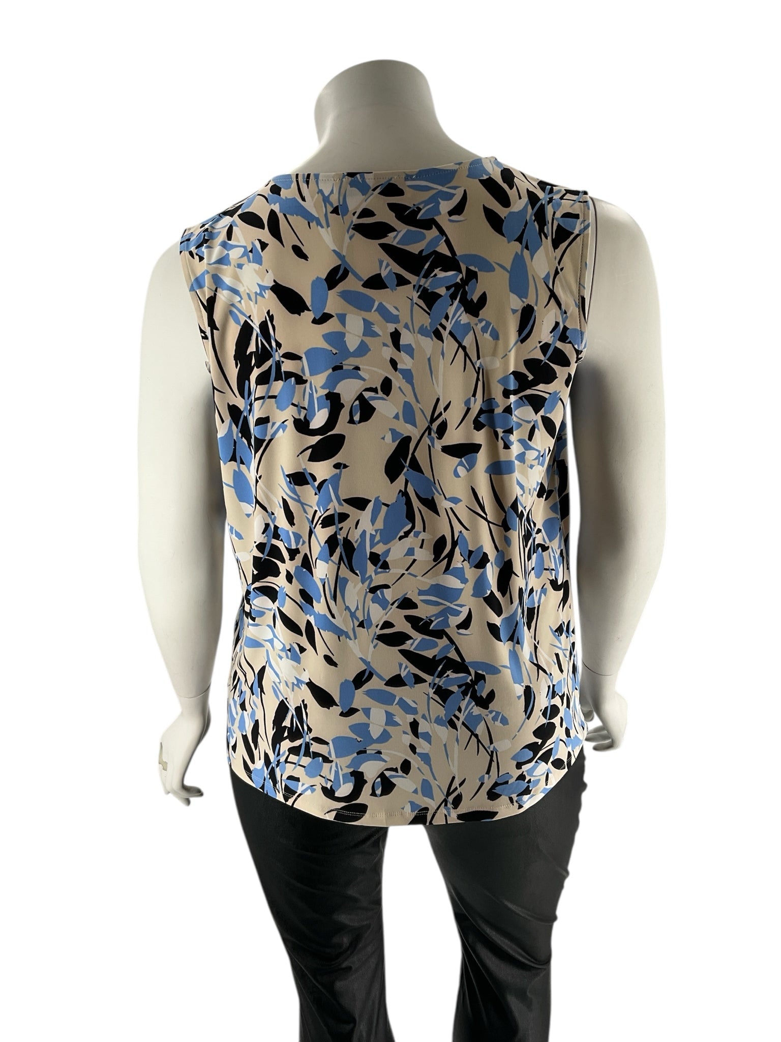 Kasper Beige/Blue/Black/White Floral Pre-Owned Ladies Sleeveless Top - Size 1X