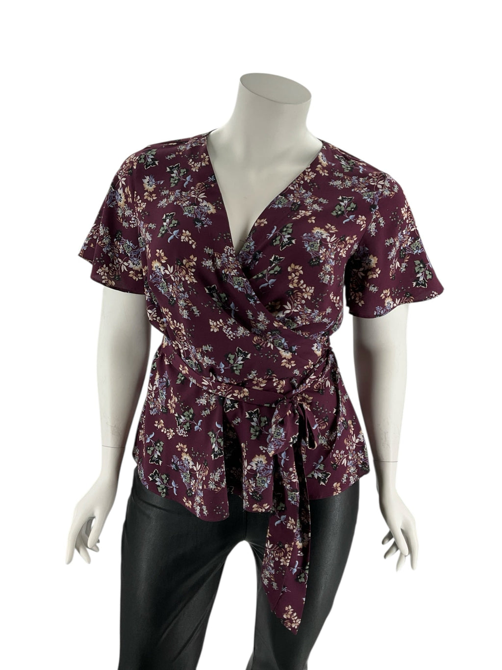 Loft Plum/Multi Floral Pre-Owned Ladies Casual Top -  Size 18