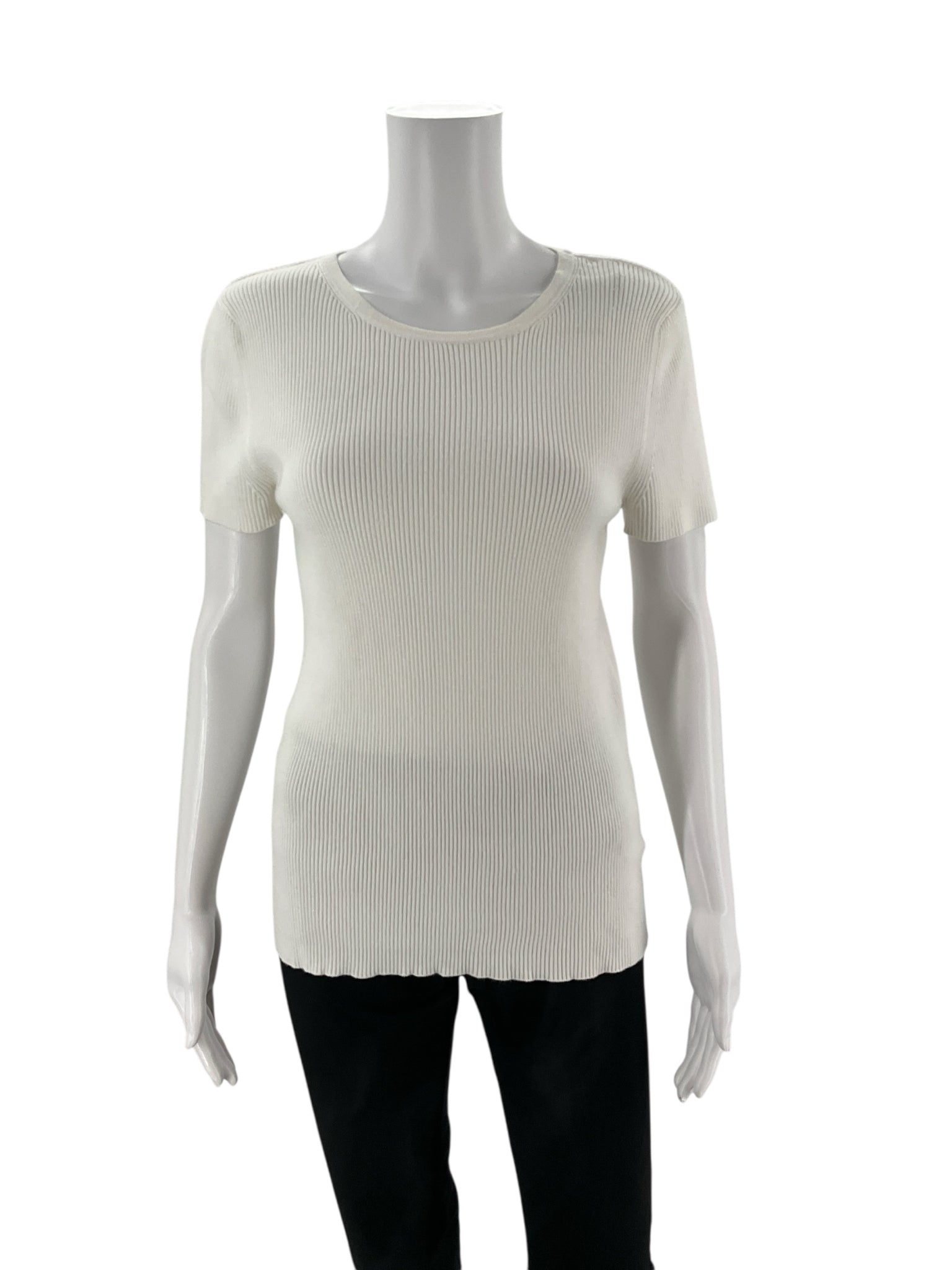 Premise White Ribbed Pre-Owned Ladies Top - Size Large