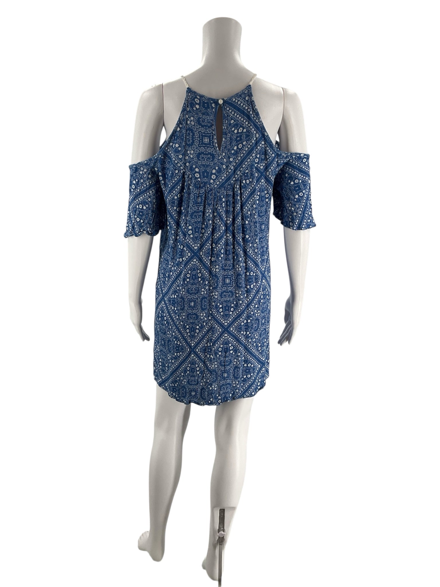 Speechless Blue/White Print Pre-Owned Ladies Dress - Size Large