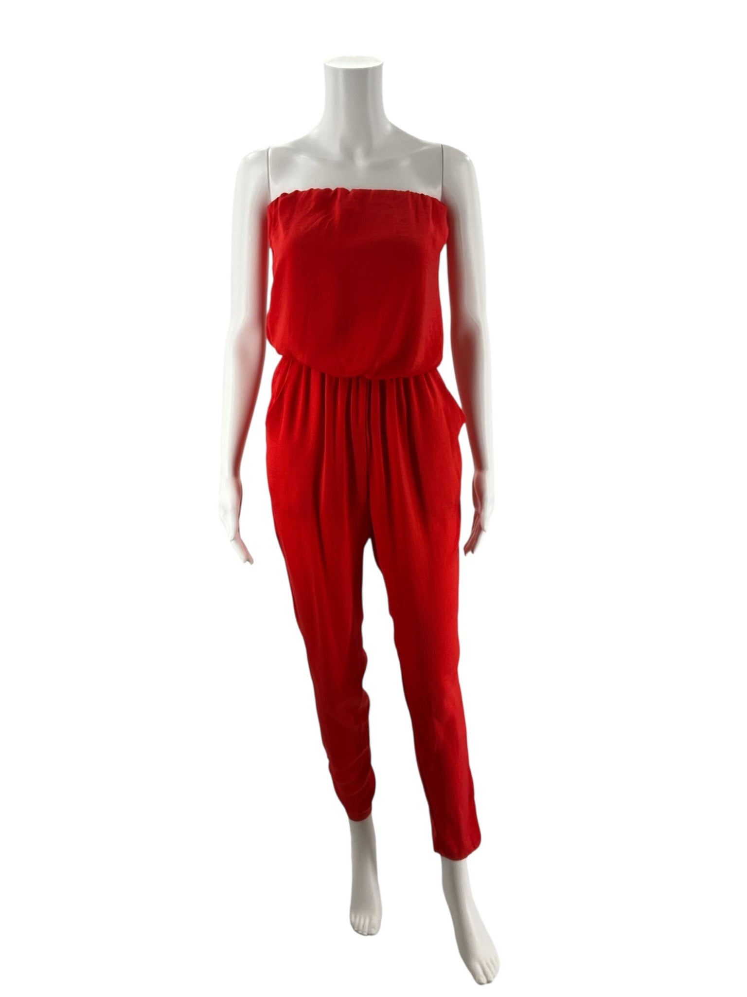 astr Orange/Red Solid Pre-Owned Ladies Jumpsuit - Size XS