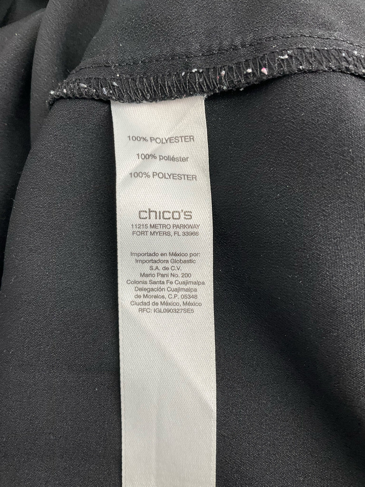 Chico's Black Solid Pre-Owned Ladies Casual Top -  Size XL