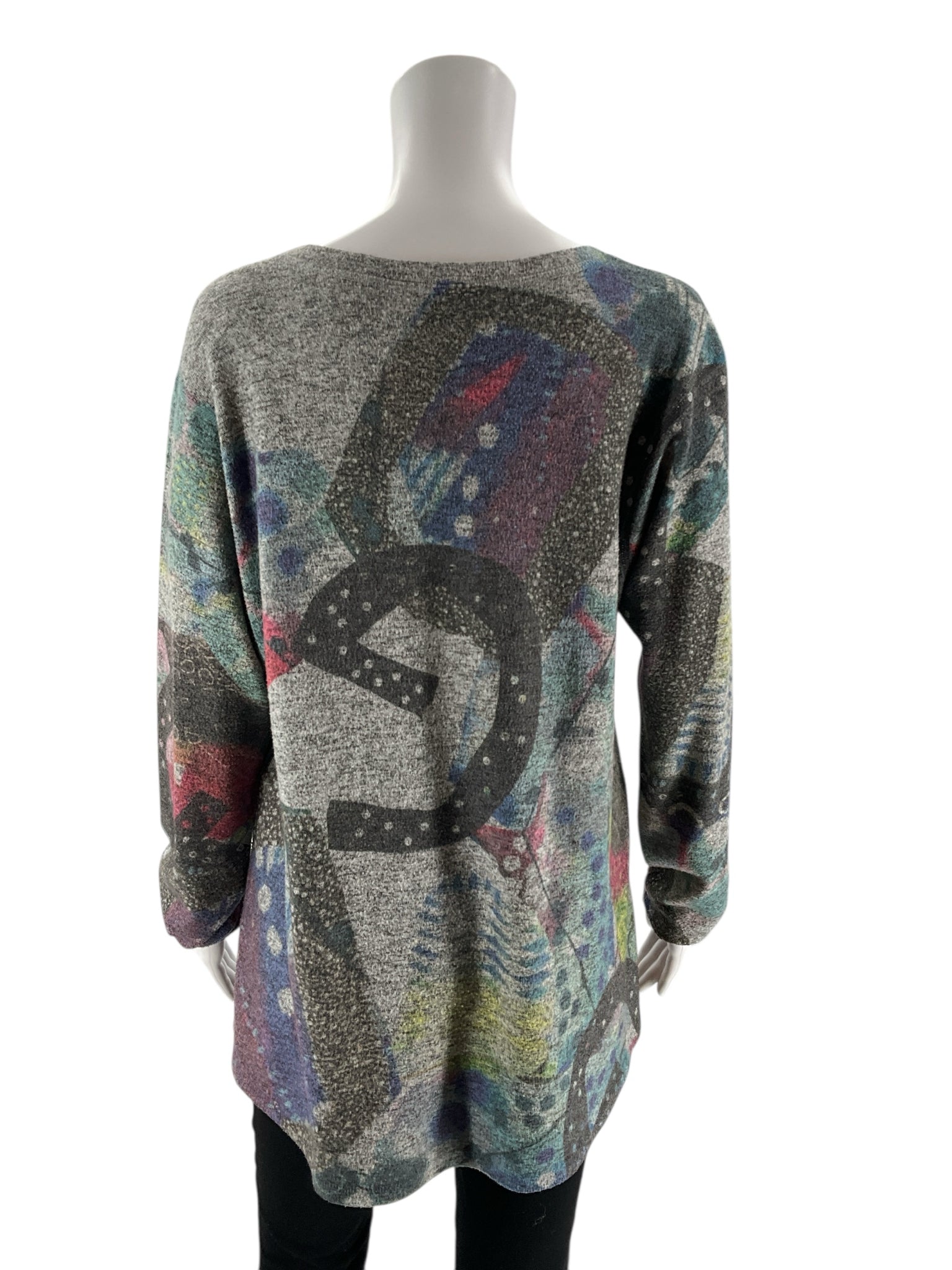 Inoah - gray/multi Print Pre-Owned Ladies Casual Top - Size Medium