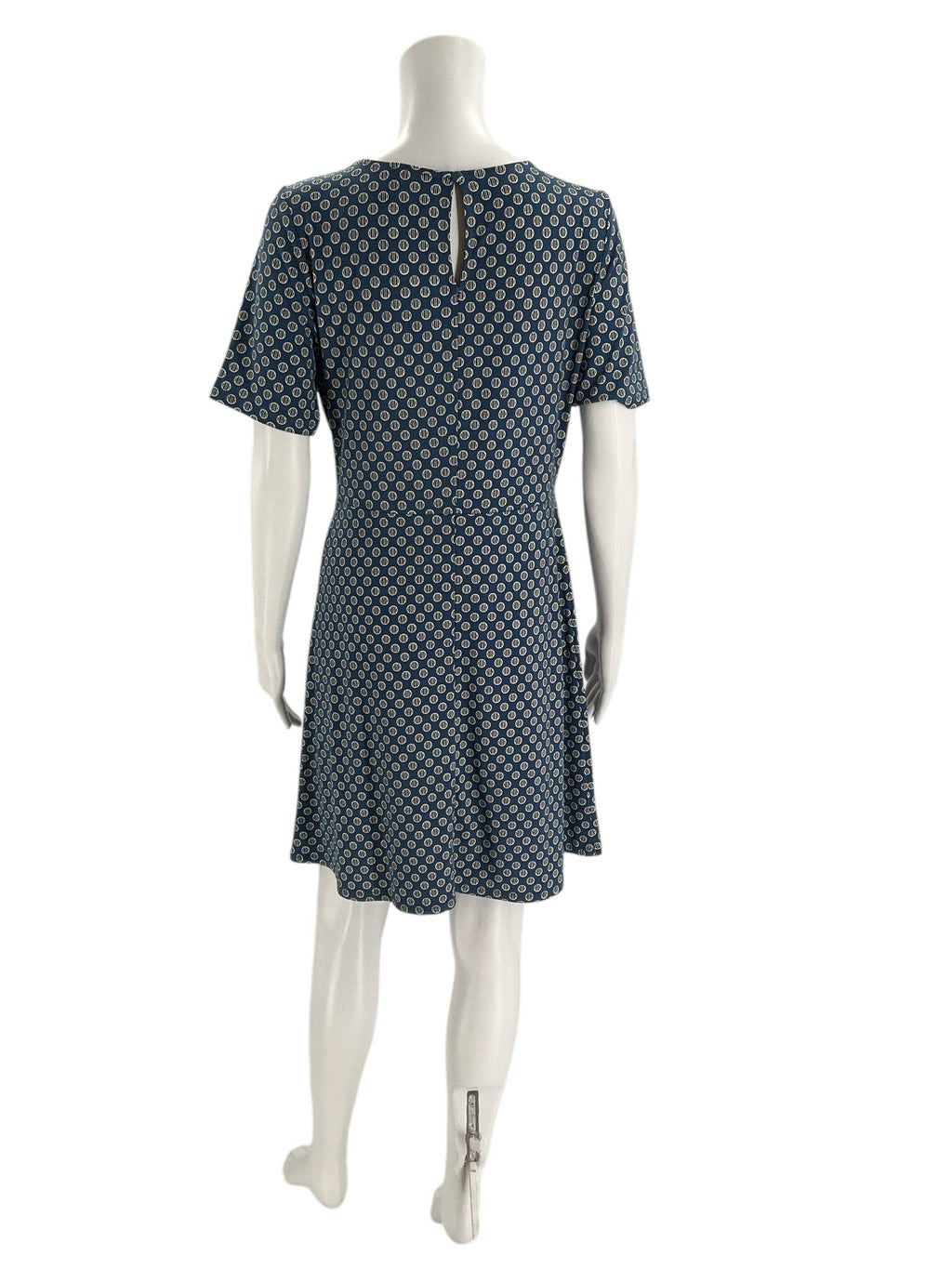 Back view of Ann Taylor Dress Size Medium Petite featuring keyhole detail and fitted silhouette, sold at Margaret’s Fine Consignments.