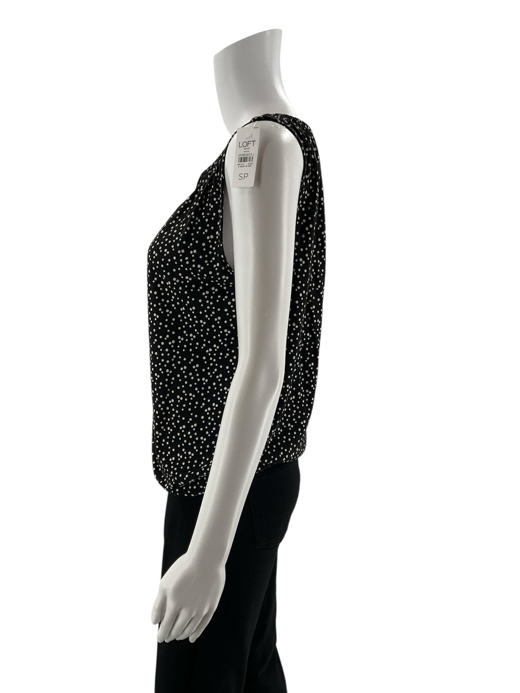 Loft Black/White Polka Dot Pre-Owned Ladies New with Tags Top - Size Small Petite