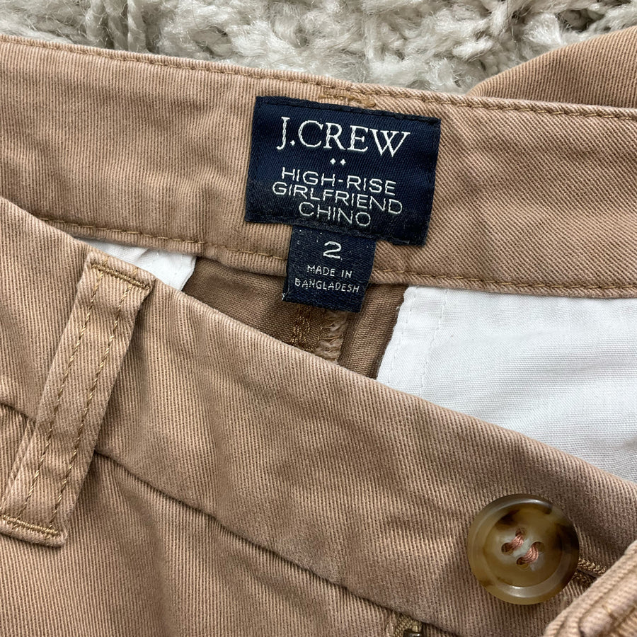 J Crew Dark Khaki Solid Ladies Pre-Owned Pants - Size 2