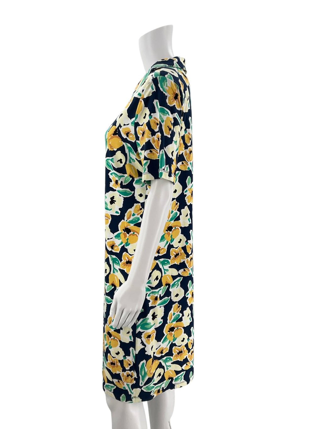 D & Co Navy/Yellow/Green/Orange Floral Pre-Owned Ladies Dress - Size Small