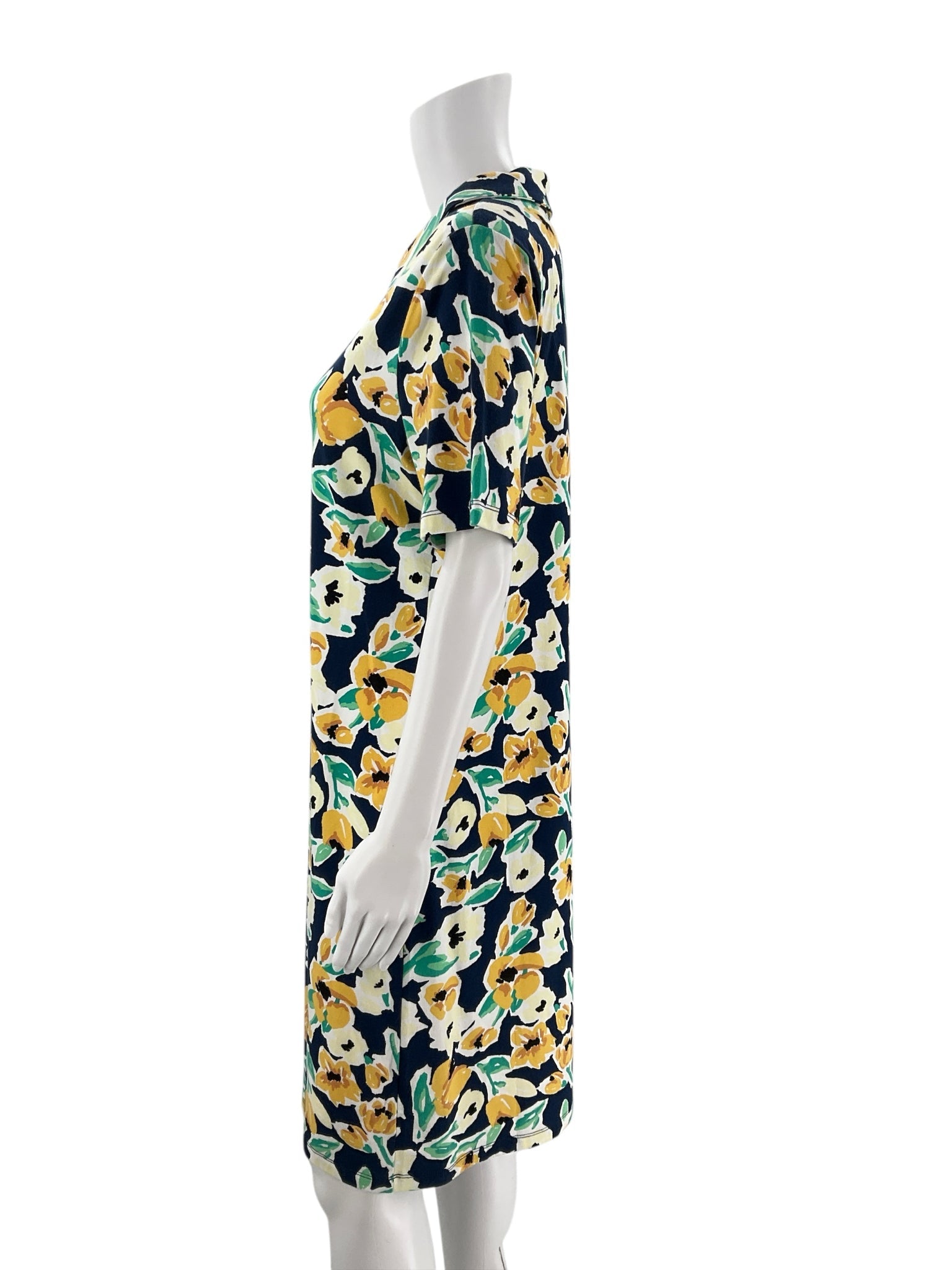 D & Co Navy/Yellow/Green/Orange Floral Pre-Owned Ladies Dress - Size Small