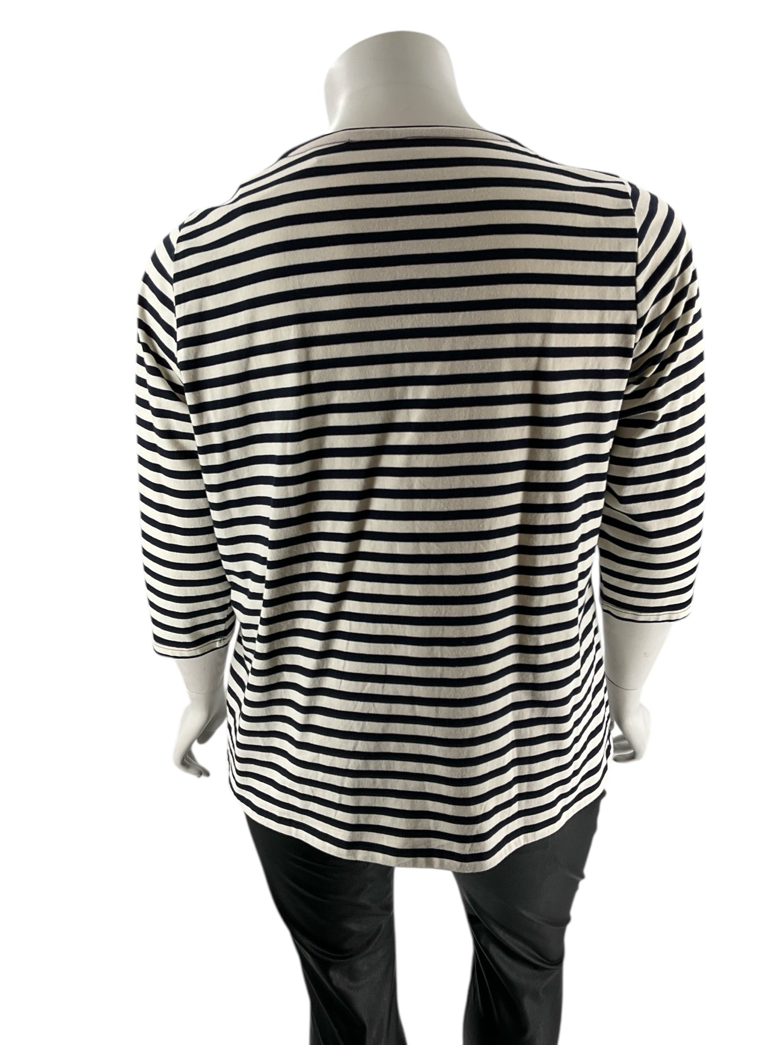 Talbots Navy/Ecru Stripe Pre-Owned Ladies Top - Size 2X