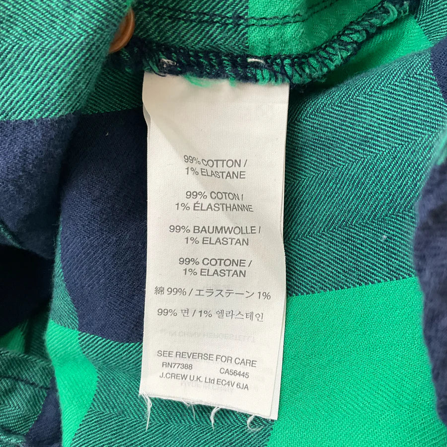 J Crew Green/Navy Checkered Pre-Owned Ladies Top - Size 2