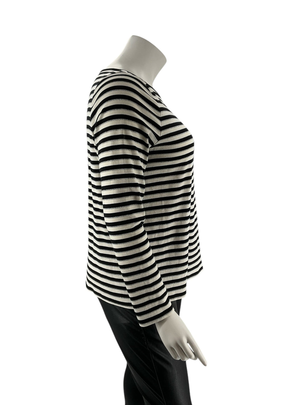 Talbots Black/Silver/Ecru Stripe Pre-Owned Ladies Top - Size 2X