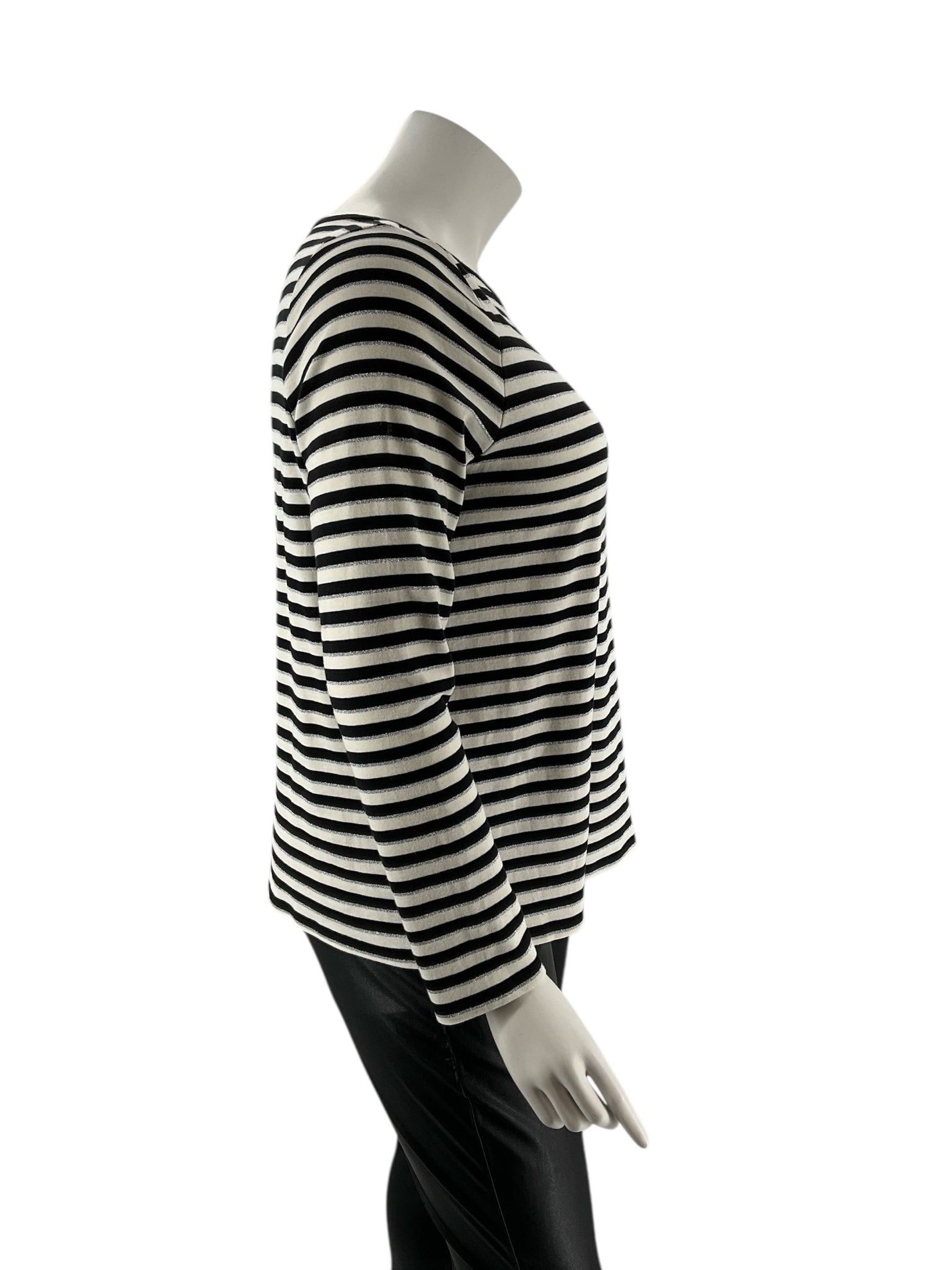 Talbots Black/Silver/Ecru Stripe Pre-Owned Ladies Top - Size 2X
