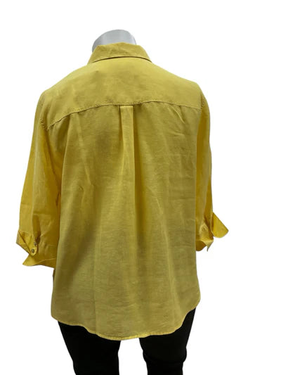 Chico's Yellow Linen Pre-Owned Ladies Top - Size XL