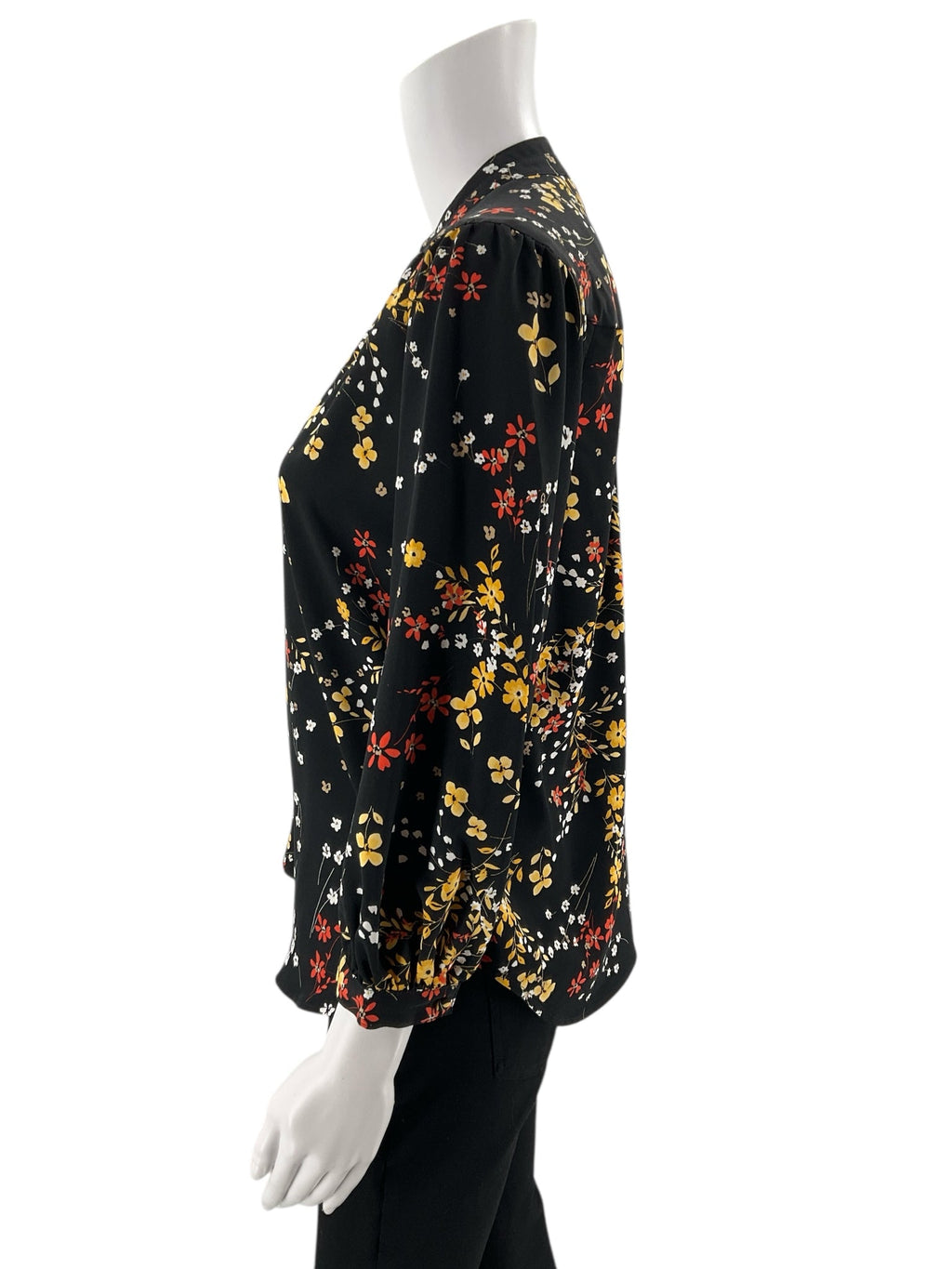 Karl Lagerfeld - black/white/yellow/orange Floral Casual Top - Size XS