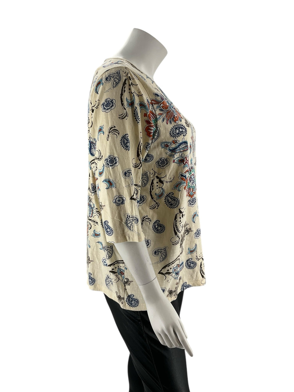 Catherines Cream/Blue/orange Print Pre-Owned Casual Top -  Size 1X