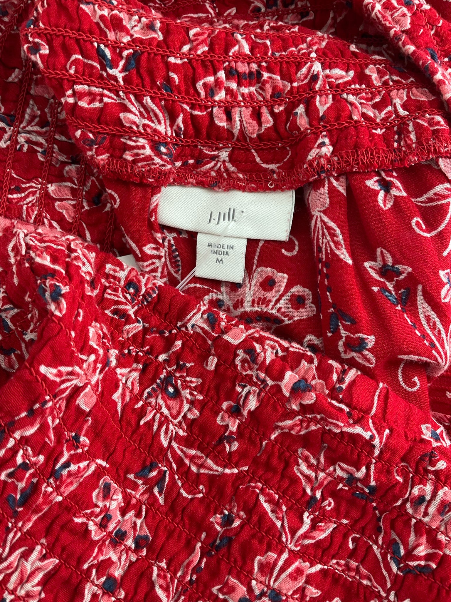 J Jill - Red/Navy Floral Pre-Owned Ladies Skirt- Size Medium