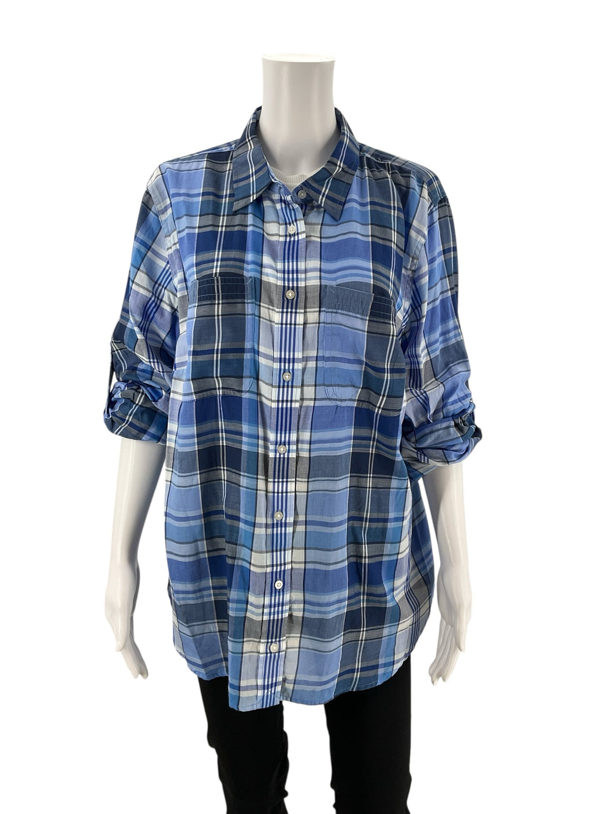 Ralph Lauren Blue/White Plaid Pre-Owned Ladies New With Tags Tops - Size 2X