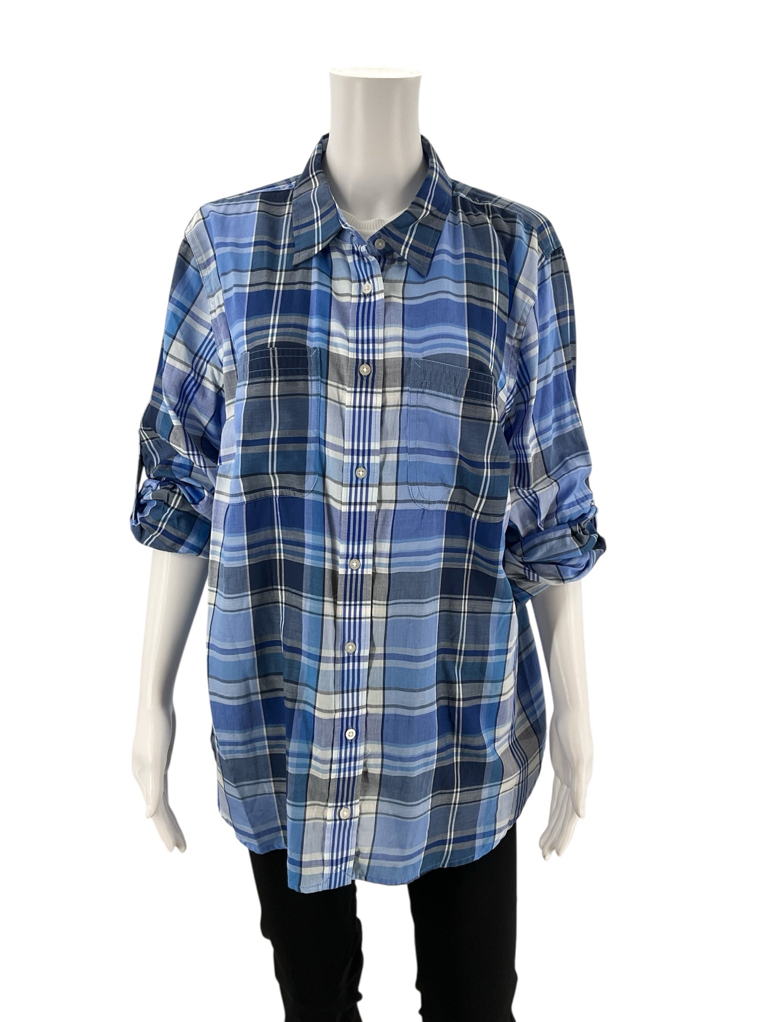 Ralph Lauren Blue/White Plaid Pre-Owned Ladies New With Tags Tops - Size 2X