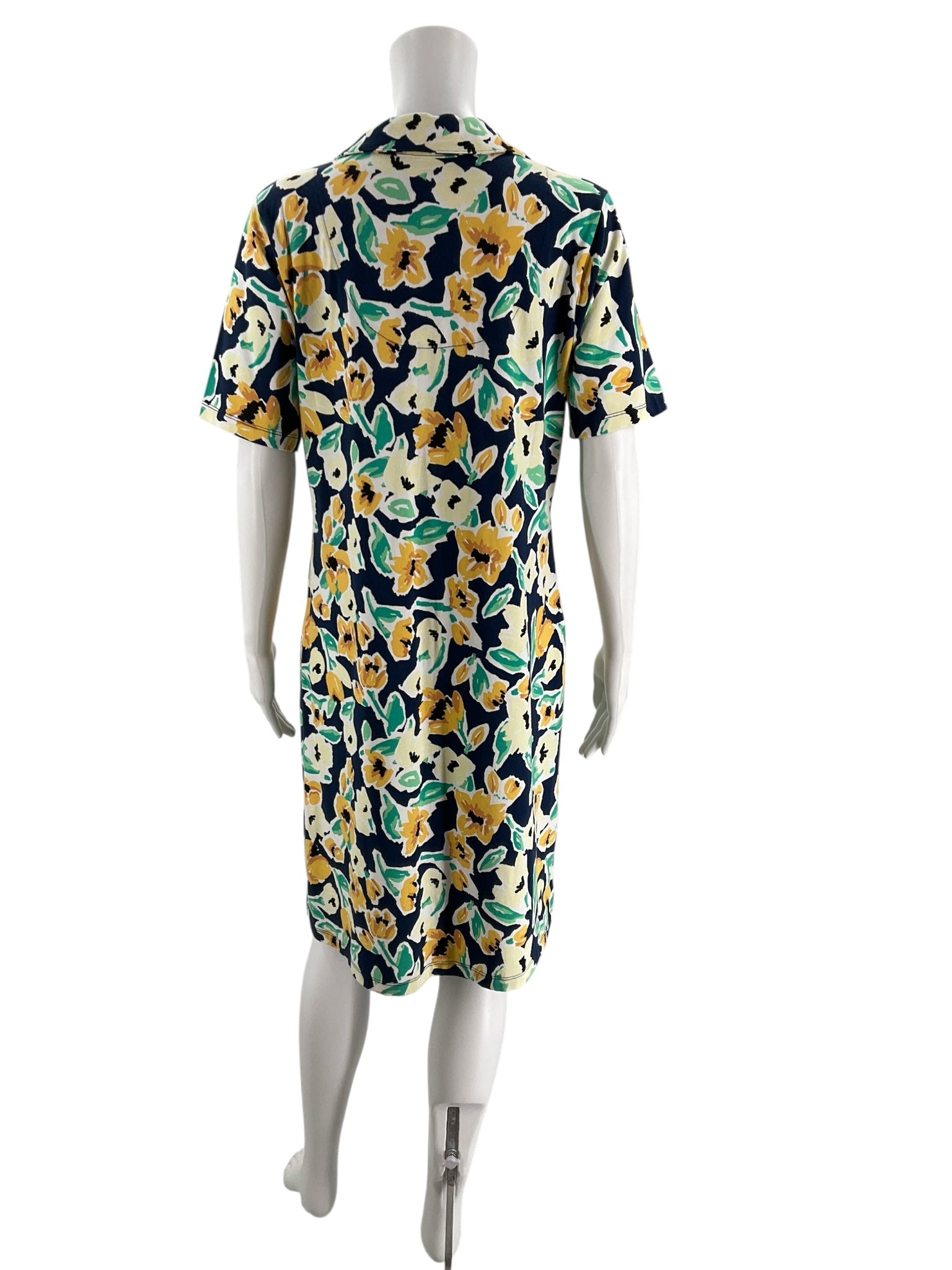 D & Co Navy/Yellow/Green/Orange Floral Pre-Owned Ladies Dress - Size Small