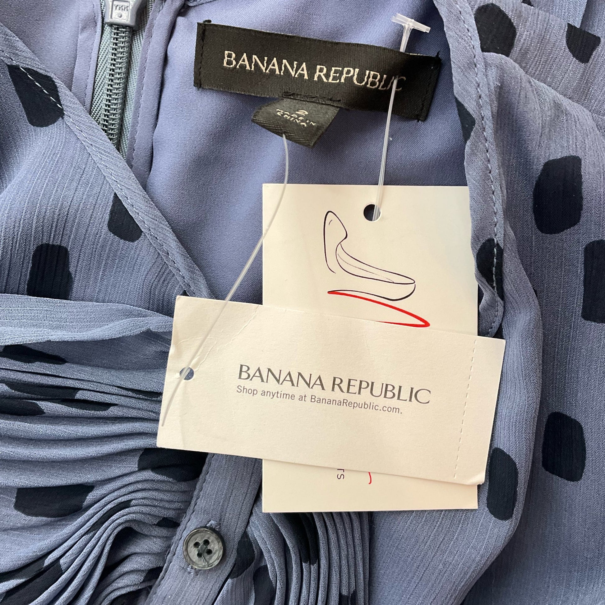 Banana Republic Blue/Black Print Pre-Owned Ladies New With Tags Dress - Size 2