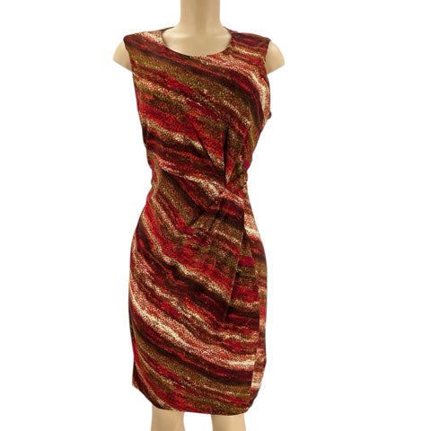 Jones Wear Dress Camel/Orange/Rred Print Pre-Owned Ladies Dress - Size 14 - Margaret’s Fine Consignment
