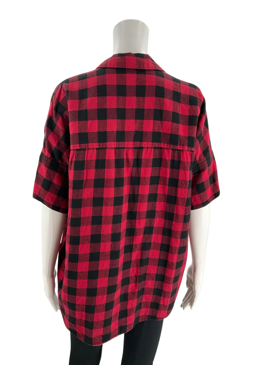 Madewell Red/Black Buffalo Check Pre-Owned Ladies Top - Size Small