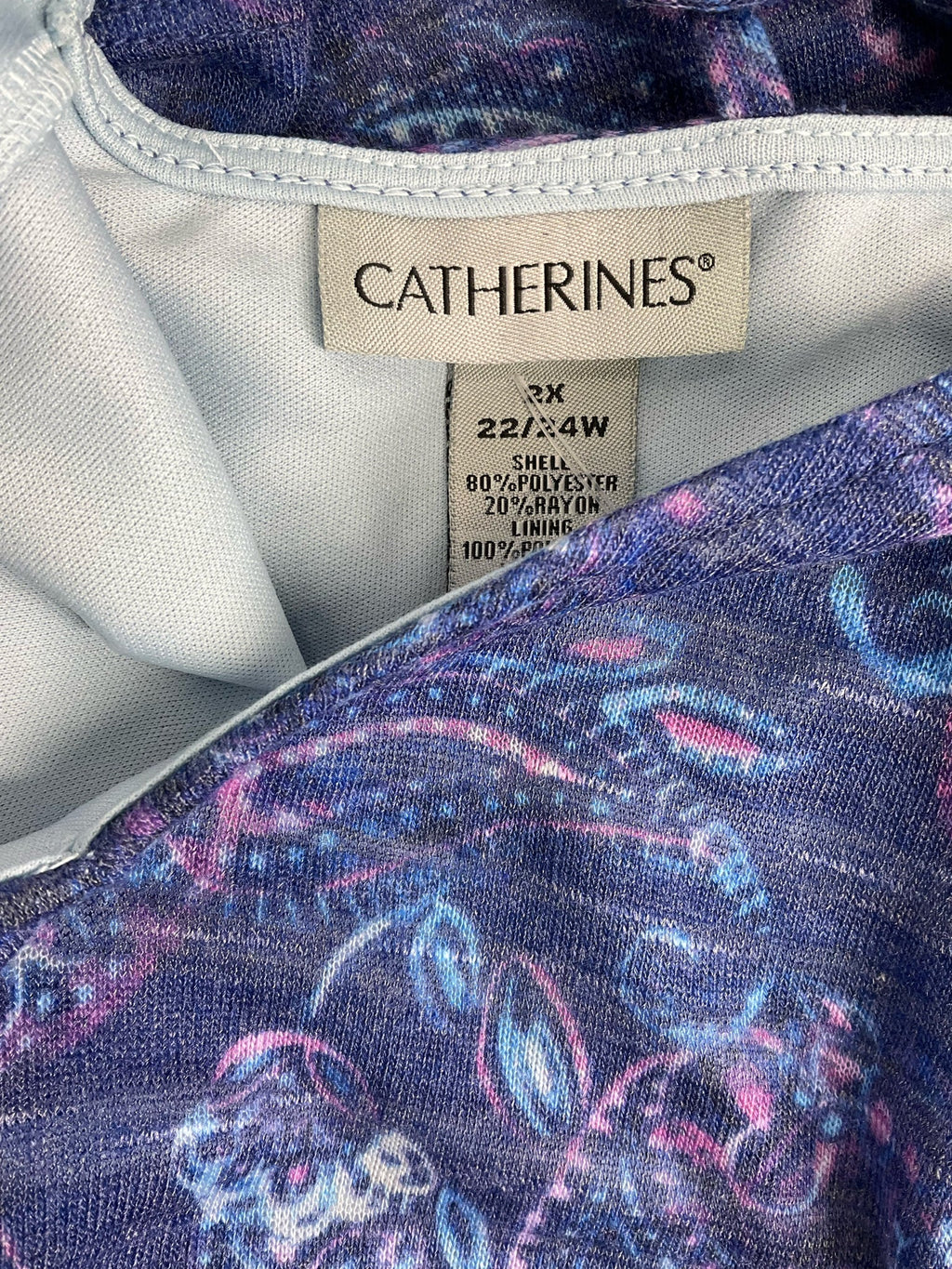 Catherines Blue/Purple Paisley Pre-Owned Ladies Casual Top -  Size 2X