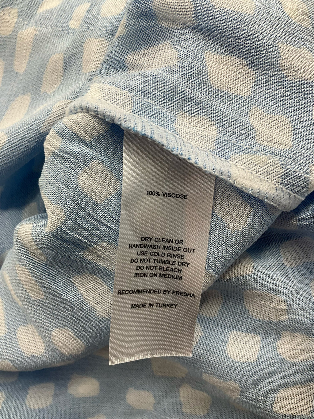 Fresha Light Blue/White Print Pre-Owned Ladies Dress - Size Small