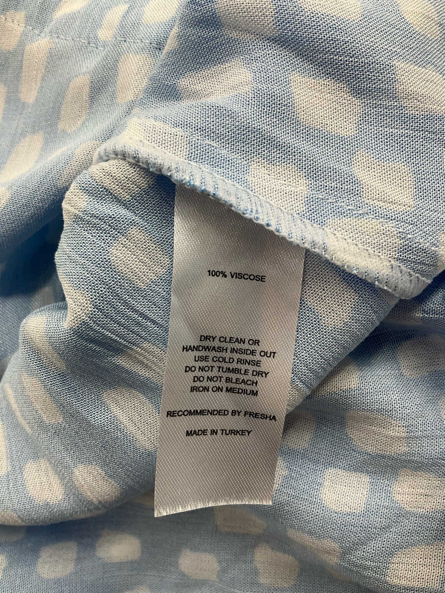 Fresha Light Blue/White Print Pre-Owned Ladies Dress - Size Small