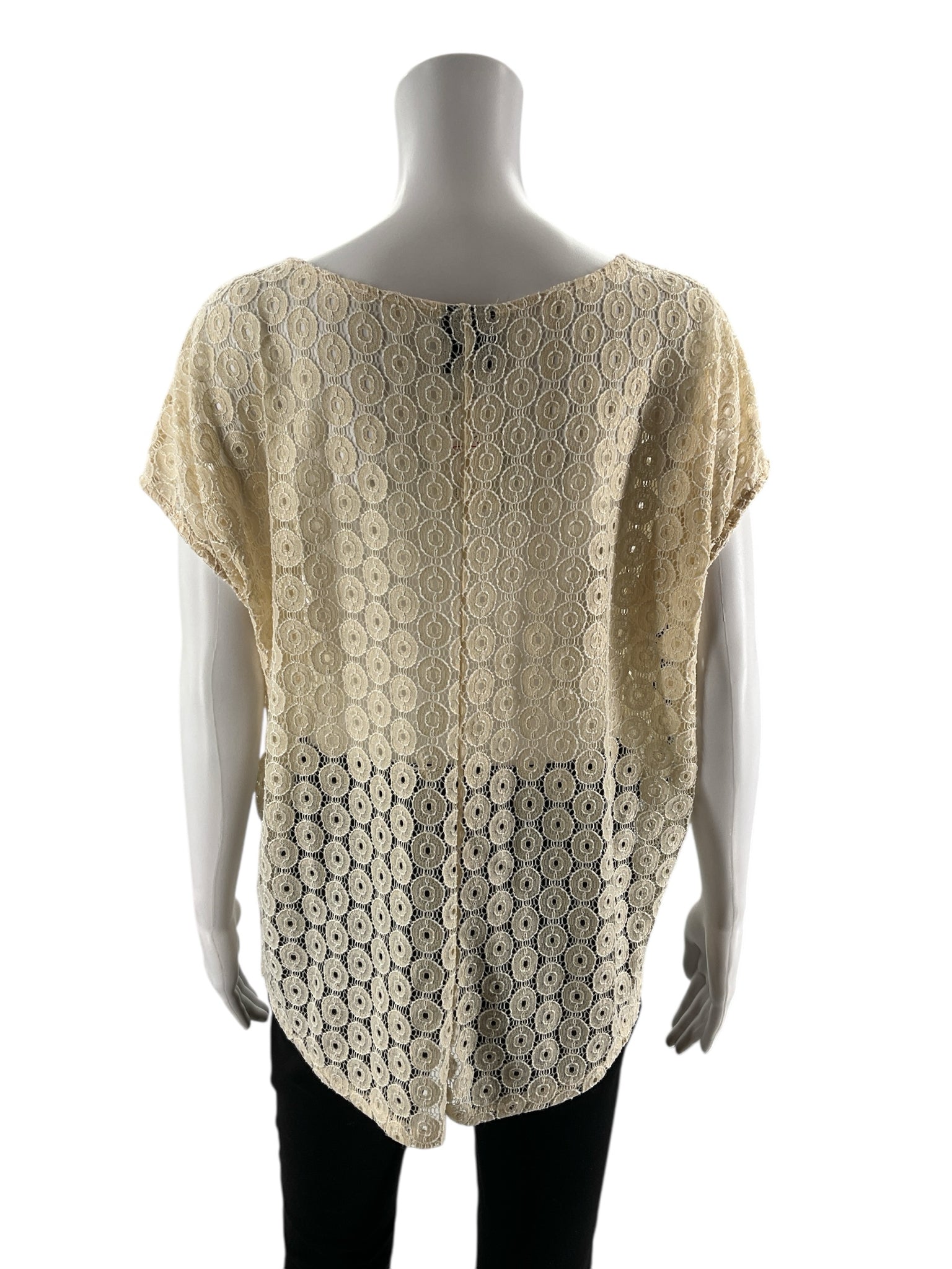 Bobeau - Cream Lace Pre-Owned Ladies Casual Top - Size Large