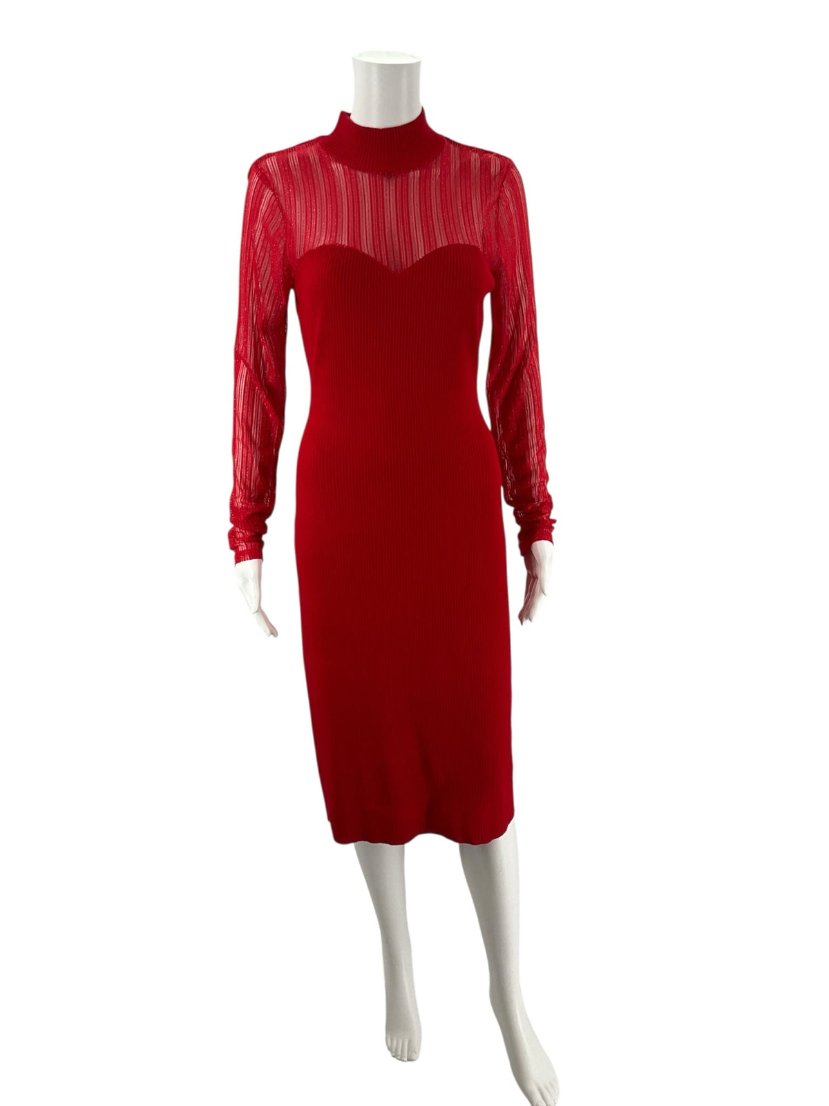 Almost Famous Red Ribbed Pre-Owned Ladeis Dress - Size Large