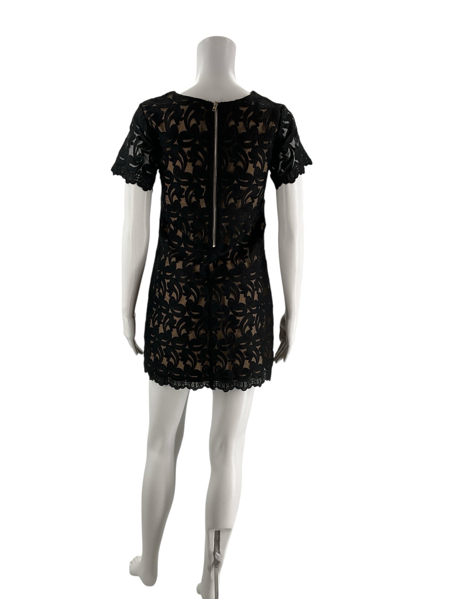 Olivaceous Black/Tan Lace Pre-Owned Ladies Dress - Size Small