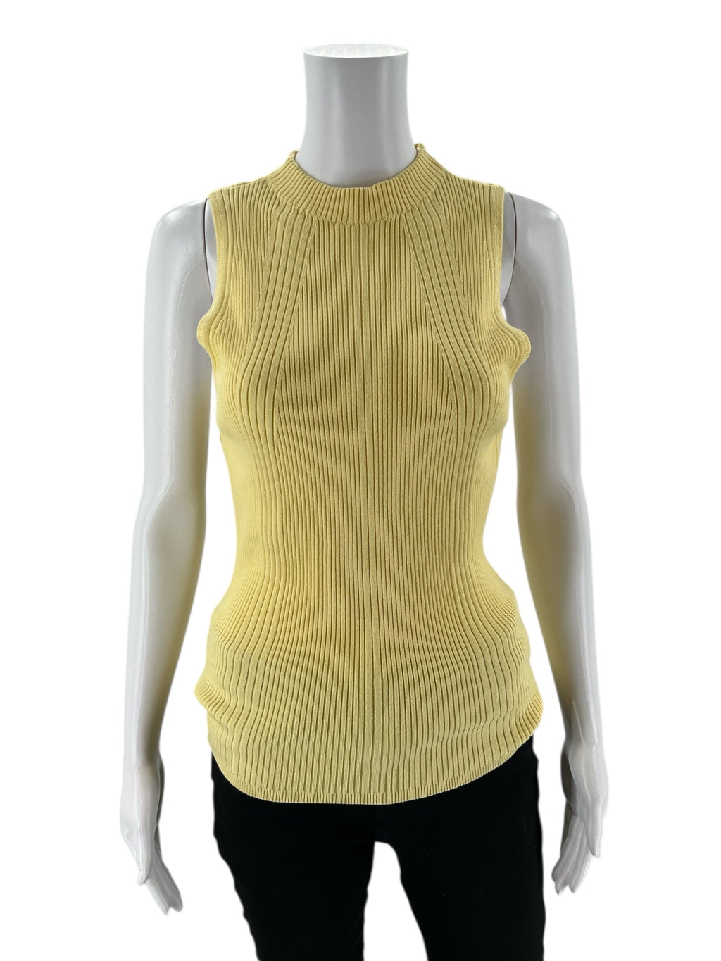 White House -  Yellow Ribbed Pre-Owned Ladies Casual Top - Size M