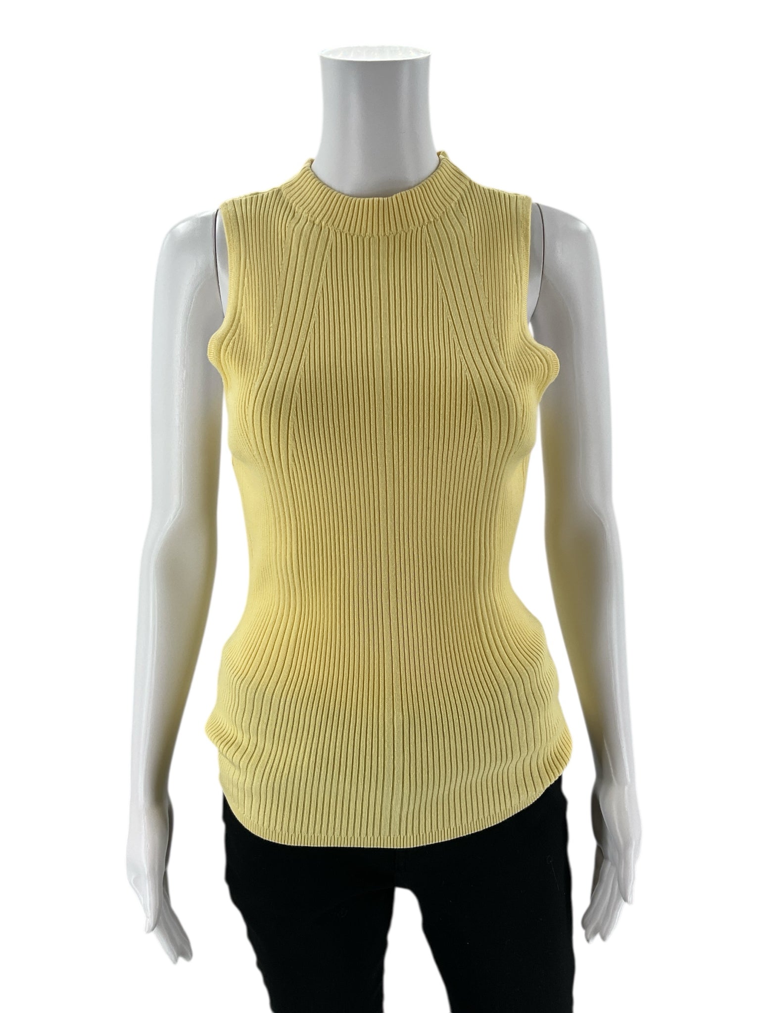 White House -  Yellow Ribbed Pre-Owned Ladies Casual Top - Size M