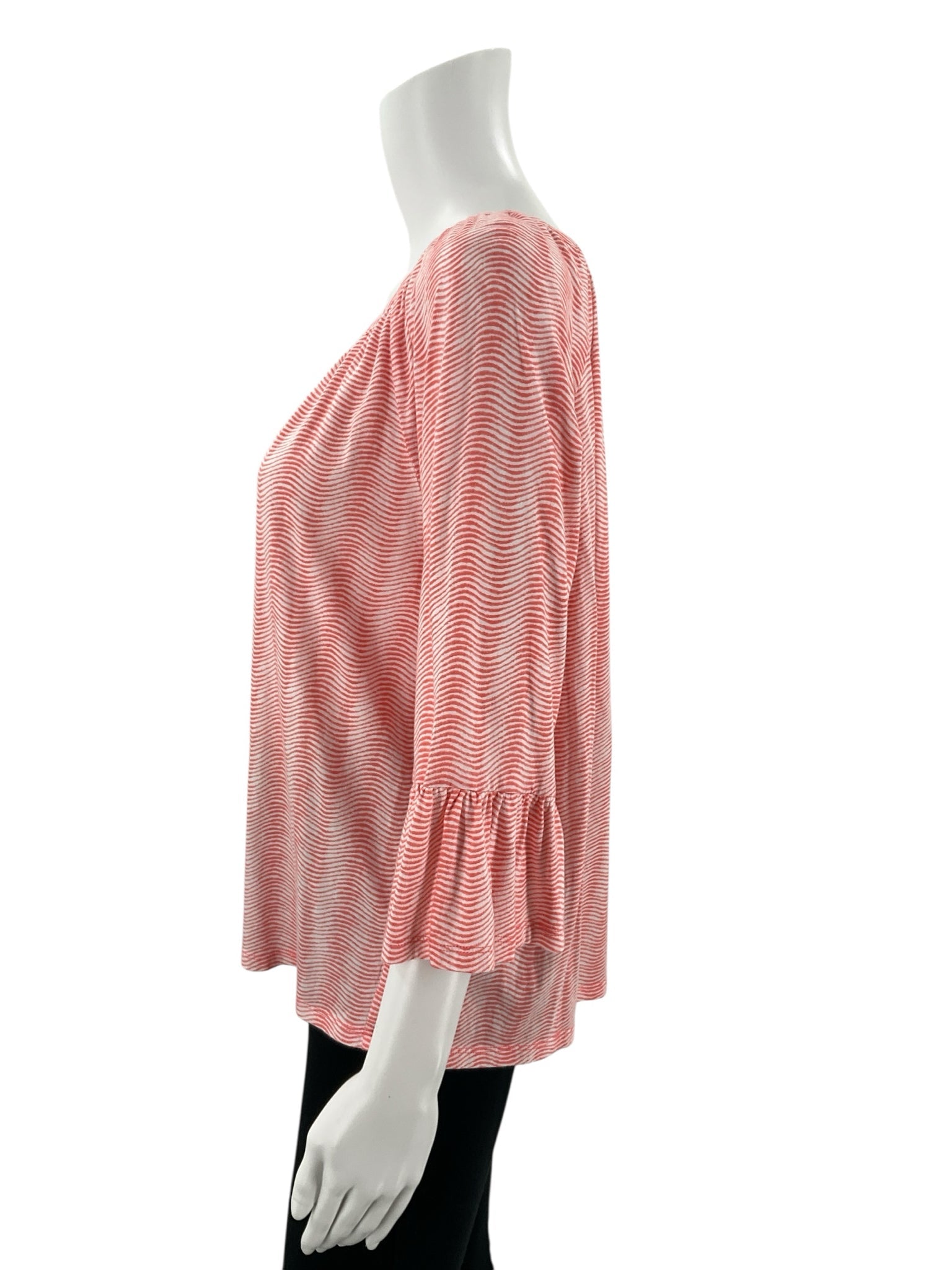 Michael Kors Pink/White Stripe Pre-Owned Ladies Top - Size Large - Margaret’s Fine Consignment