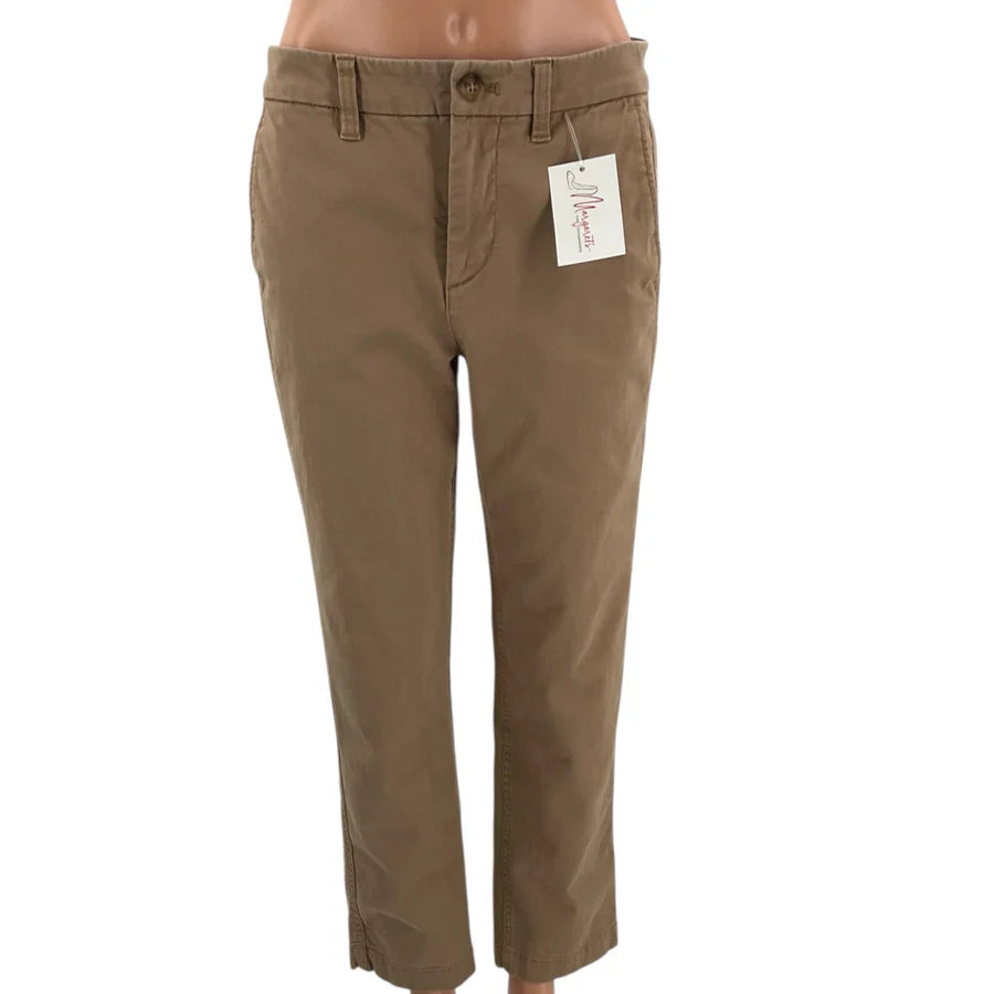 J Crew Dark Khaki Solid Ladies Pre-Owned Pants - Size 2