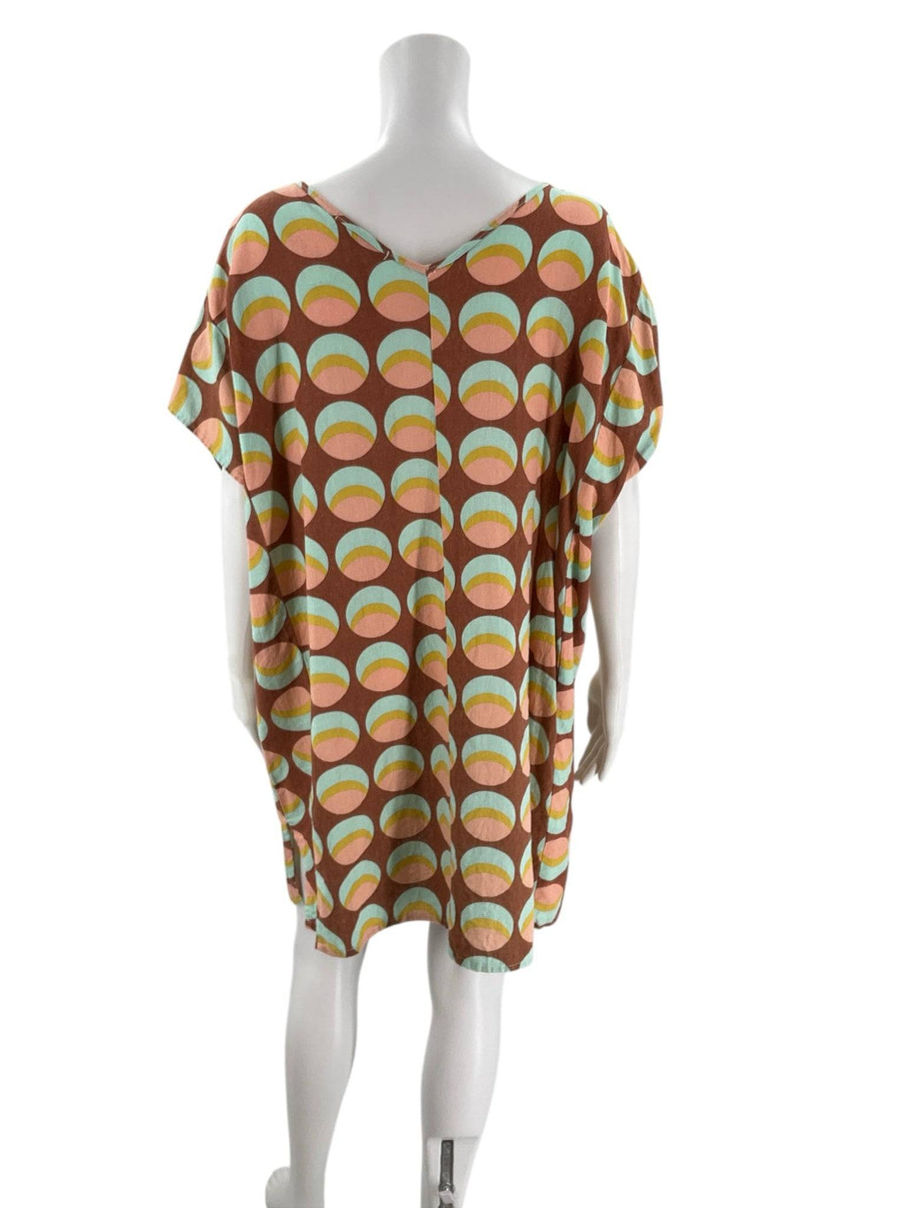 Becasa Rust/Multi Circles Print Dress - Size XS - Margaret’s Fine Consignment