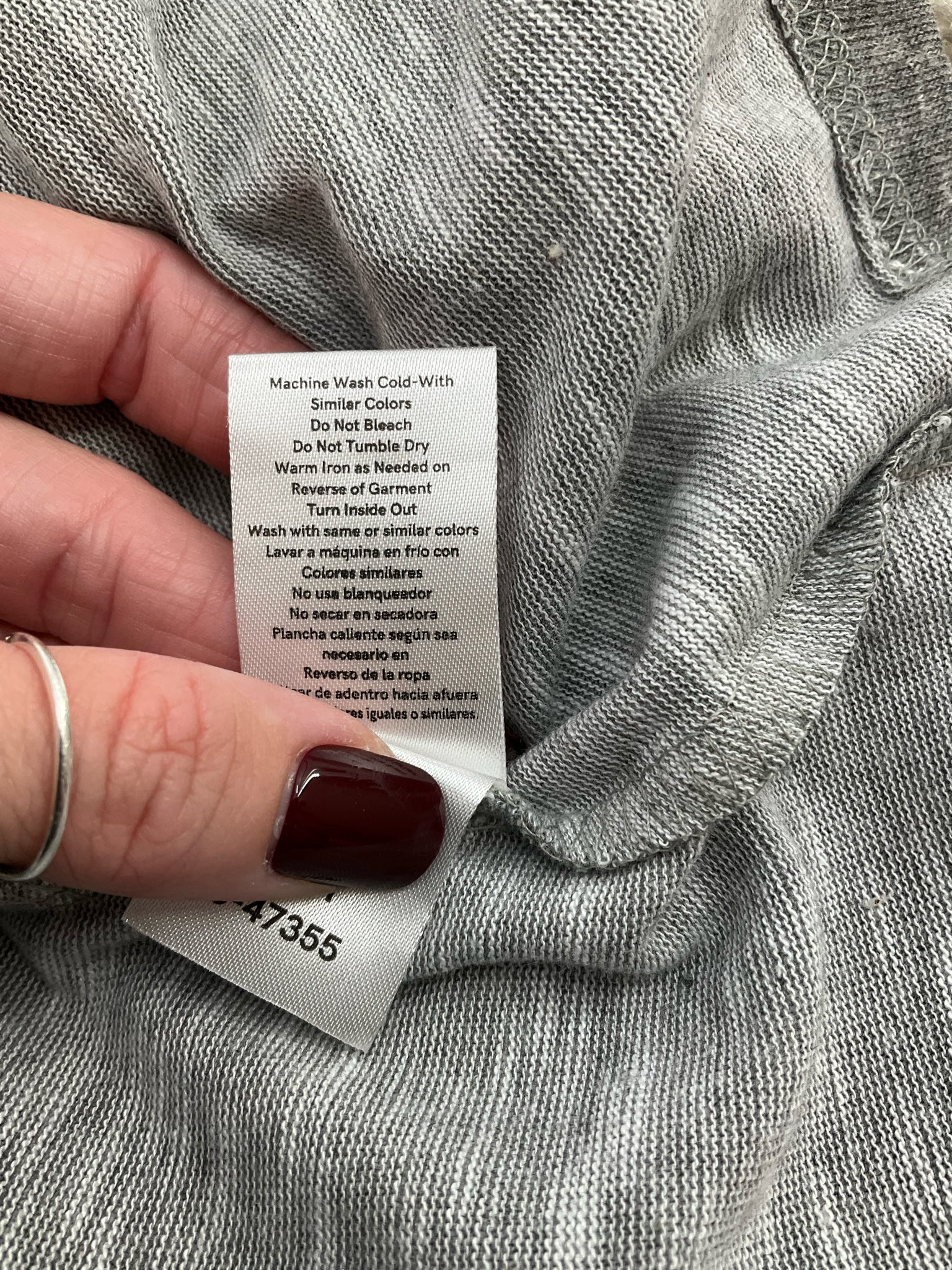 Gray heathered Venus ladies' long sleeve cold shoulder tunic top, swing style, size medium, displayed on a neutral background.