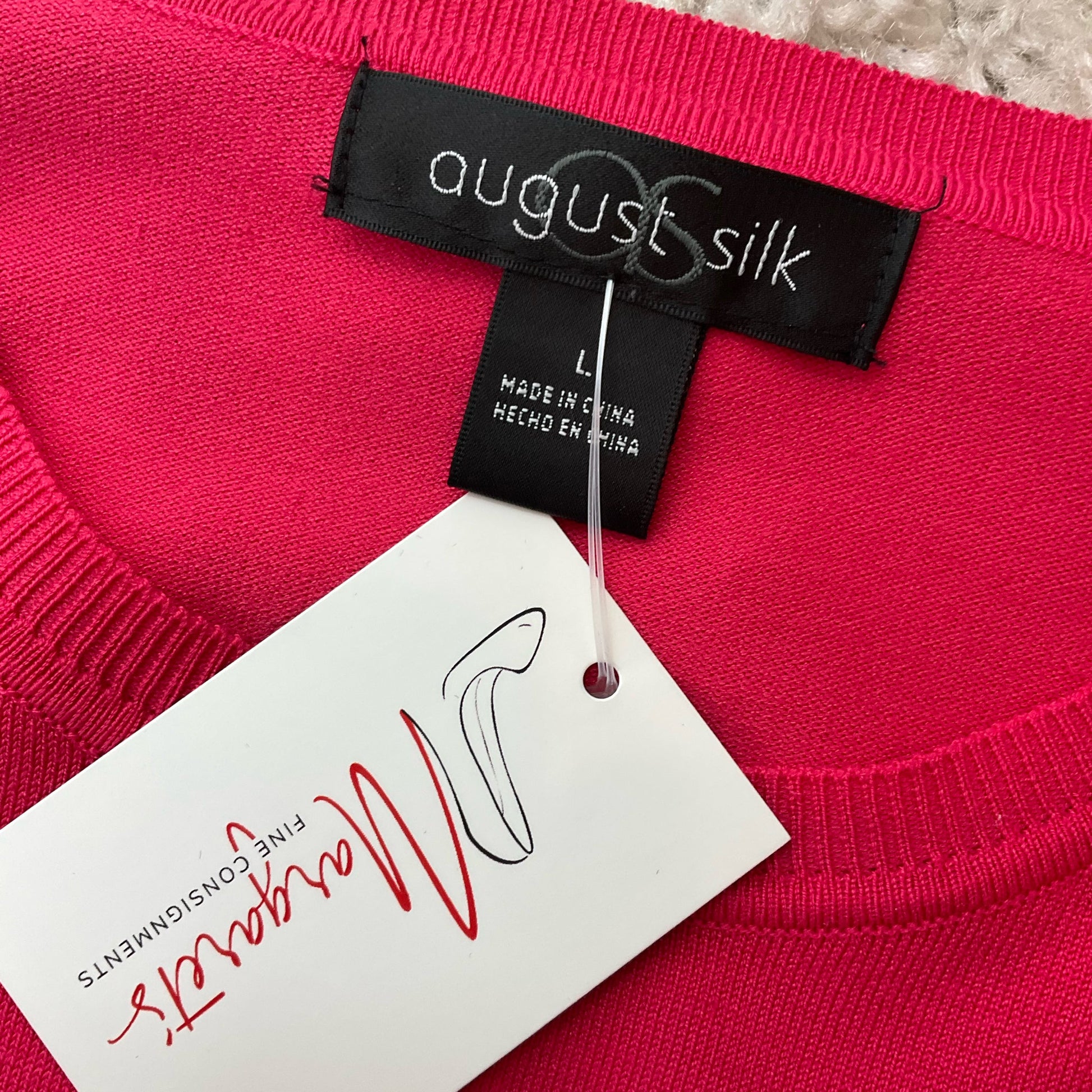 August Silk Pink Solid Pre-Owned Ladies Top -  Size Large