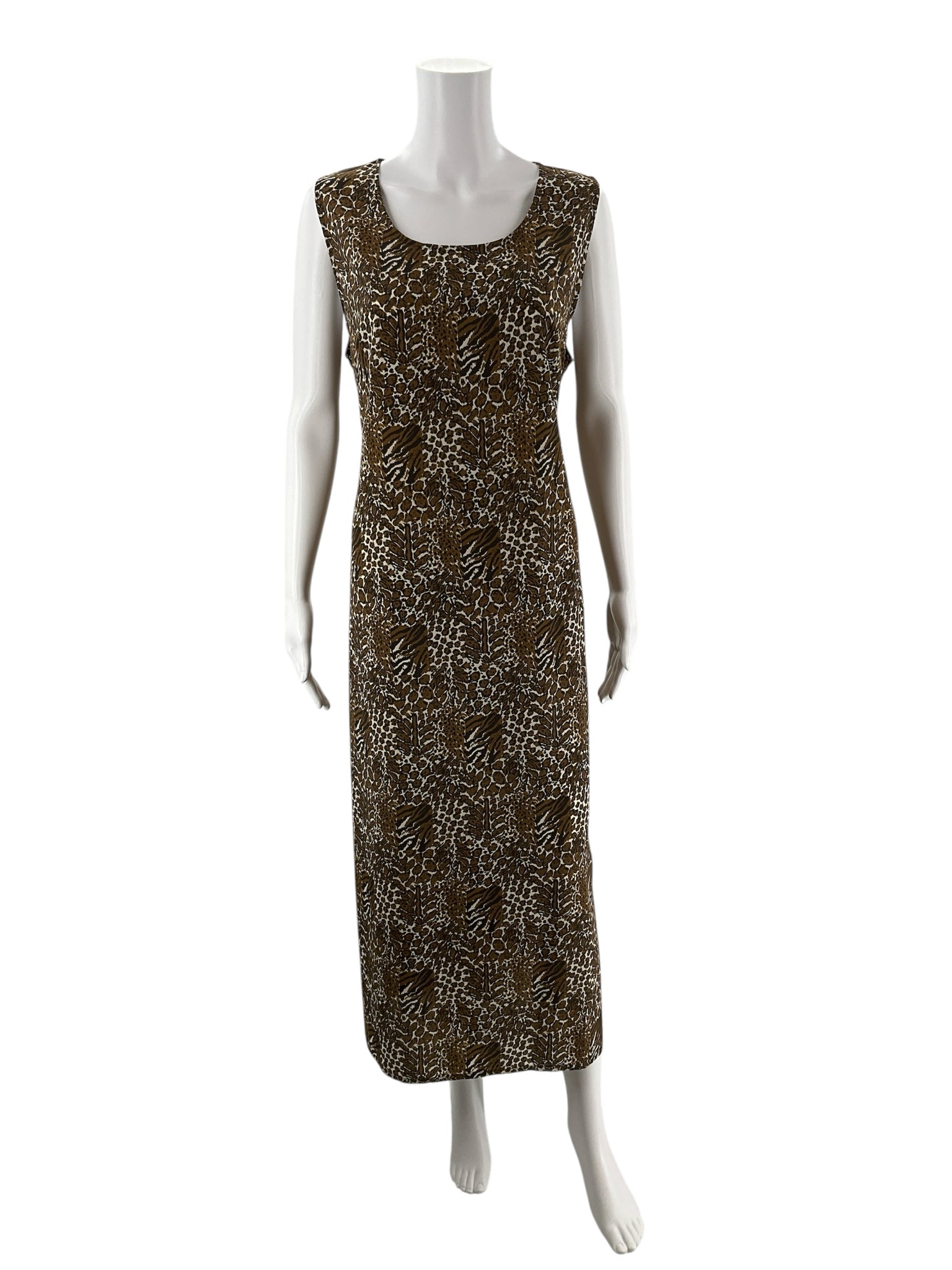 MPH Collection Brown Animal Pre-Owned Ladies Dress - Size Large